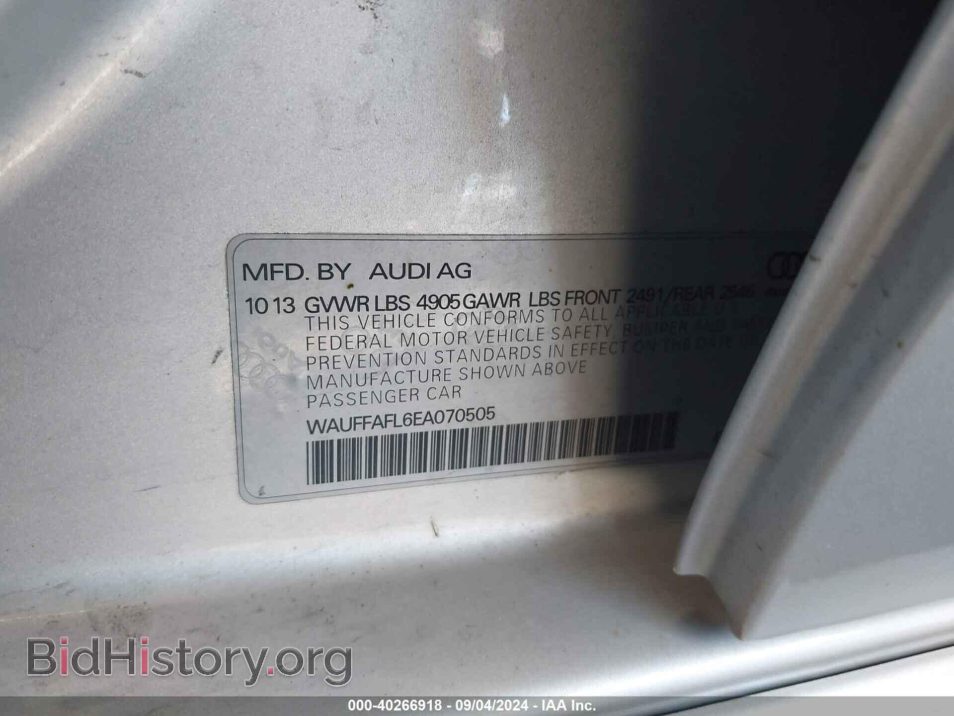 2014 AUDI A4 - VIN: WAUFFAFL6EA070505 - Фото 9