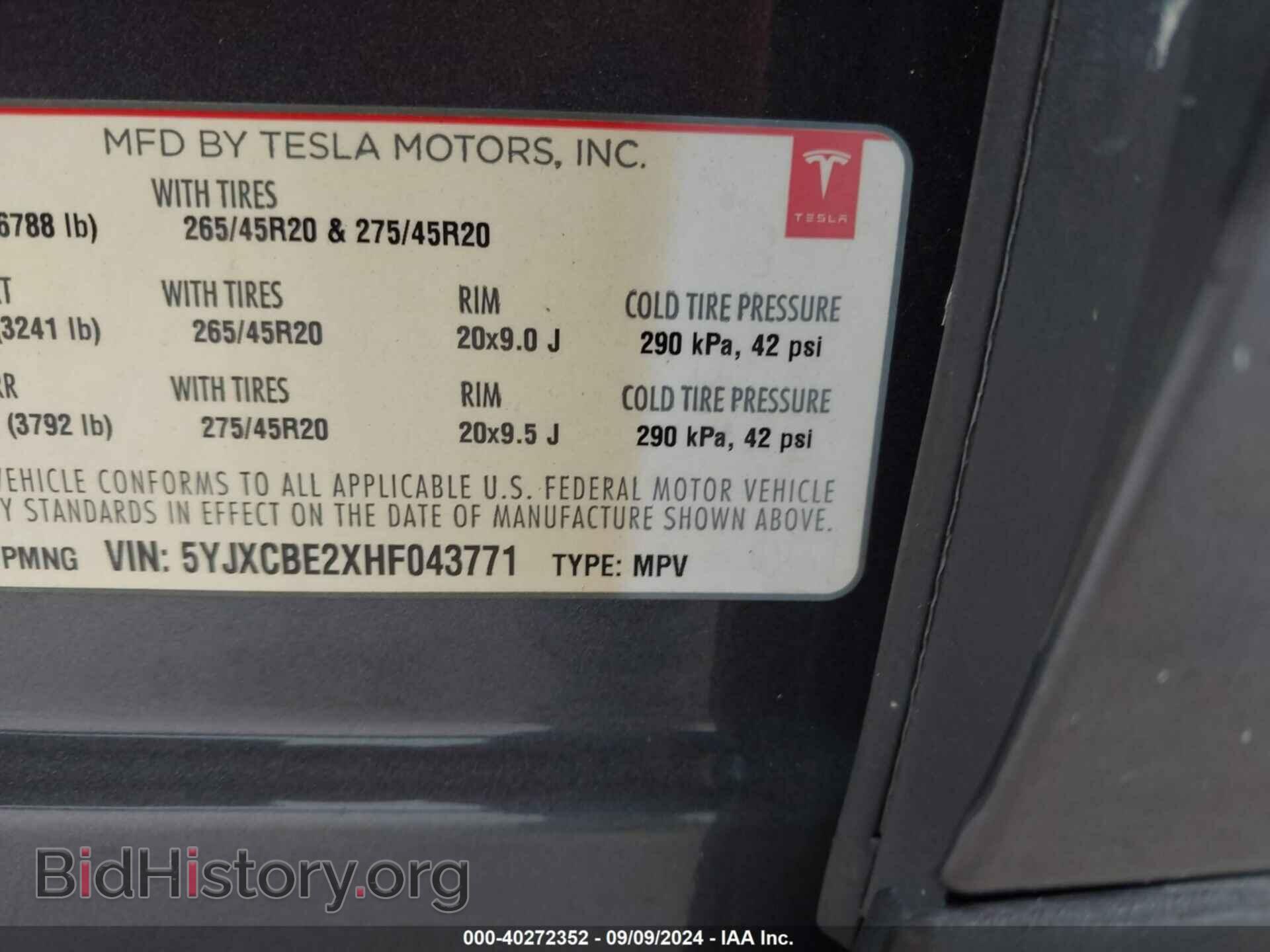 2017 TESLA MODEL X - VIN: 5YJXCBE2XHF043771 - Photo 9