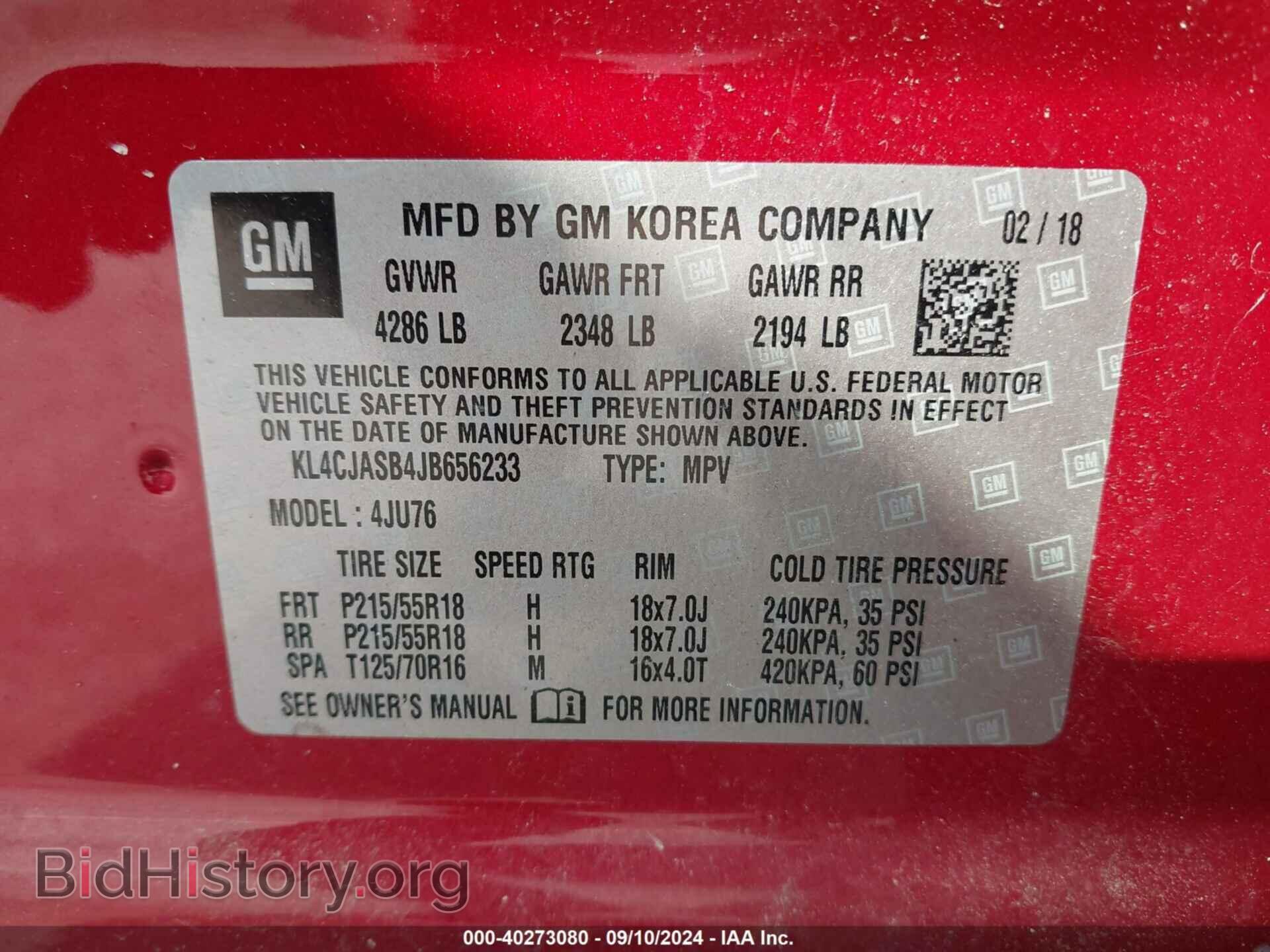 2018 BUICK ENCORE - VIN: KL4CJASB4JB656233 - Photo 9