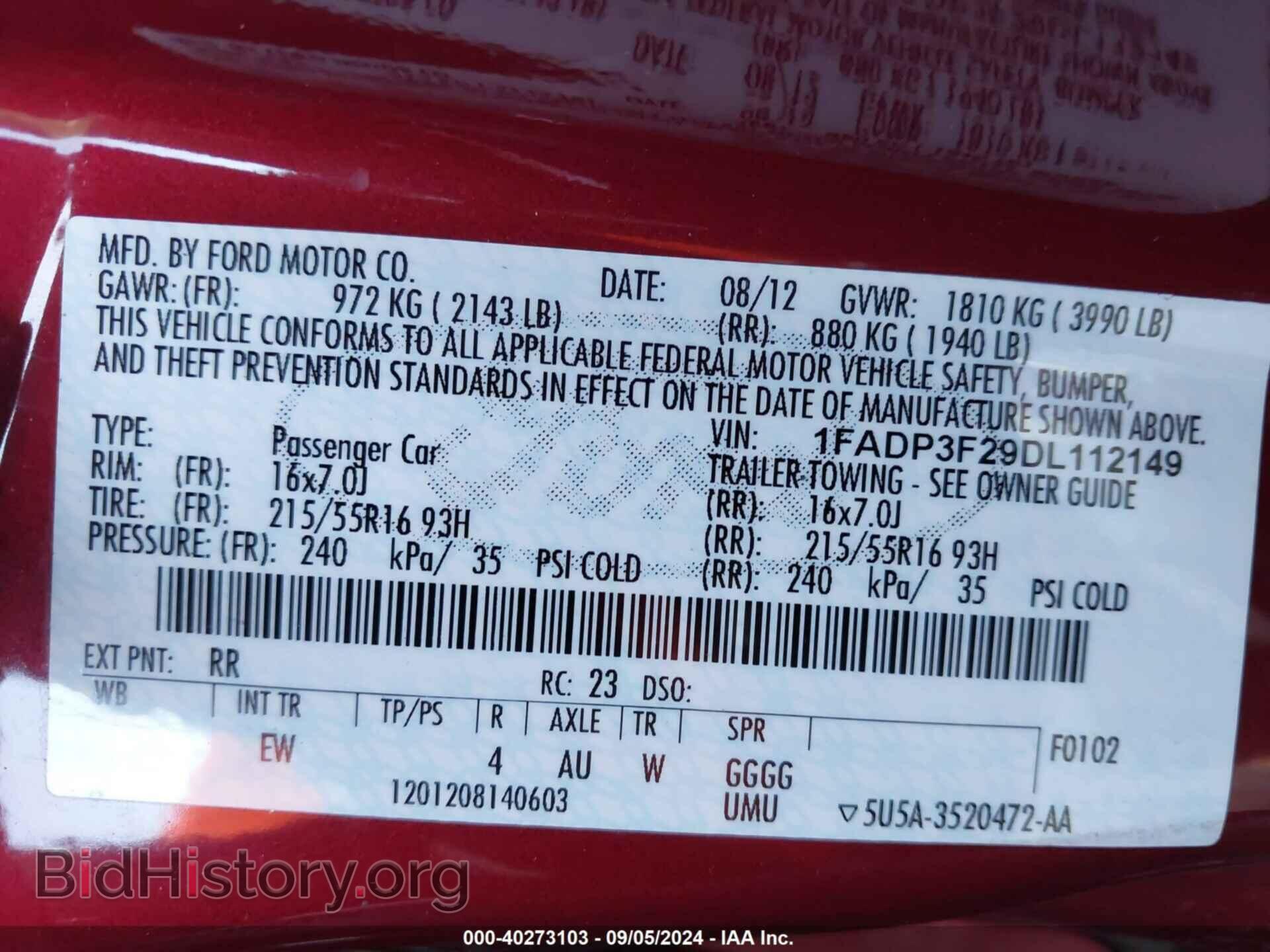 2013 FORD FOCUS - VIN: 1FADP3F29DL112149 - Фото 9