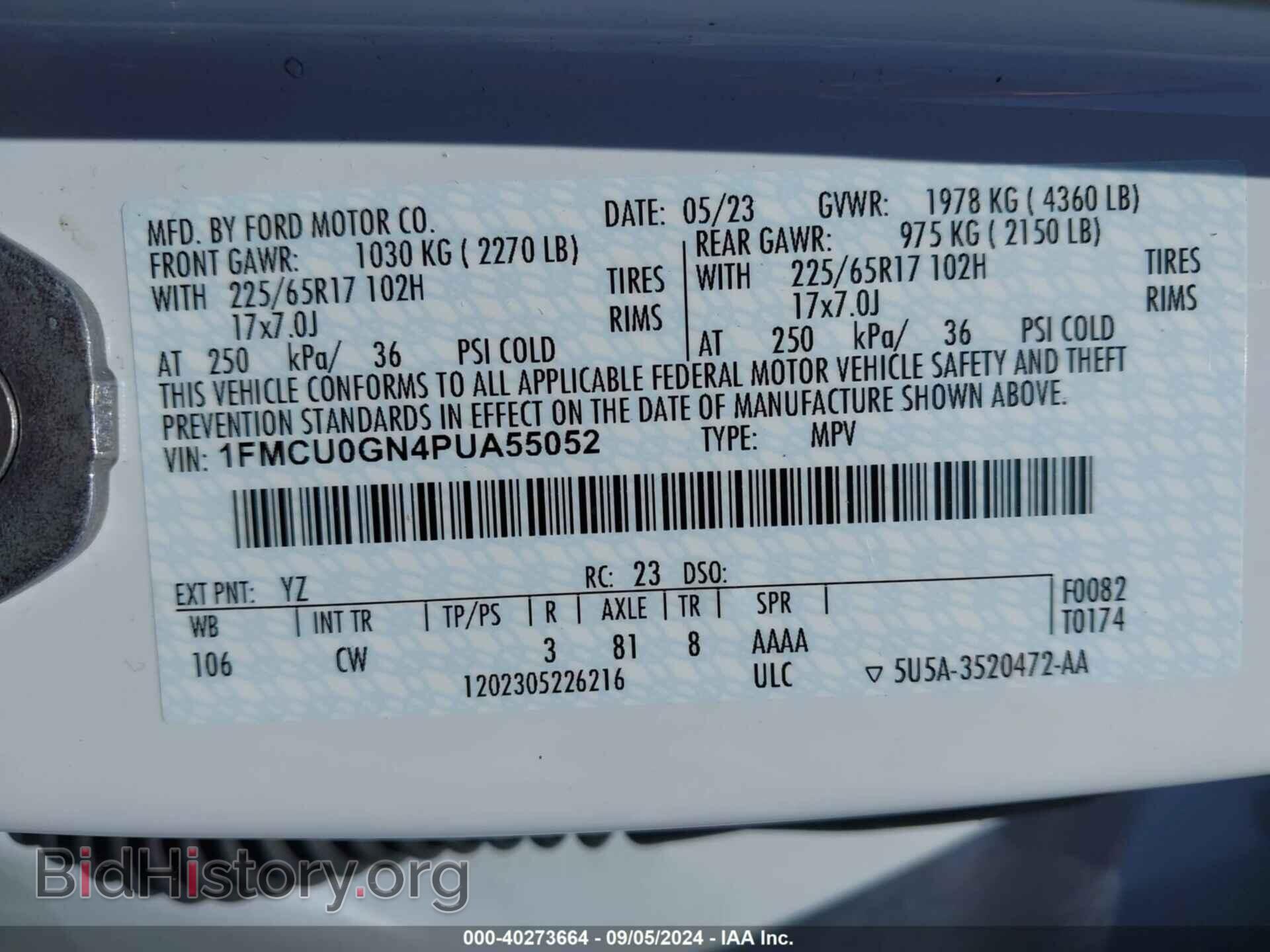 2023 FORD ESCAPE - VIN: 1FMCU0GN4PUA55052 - Фото 9