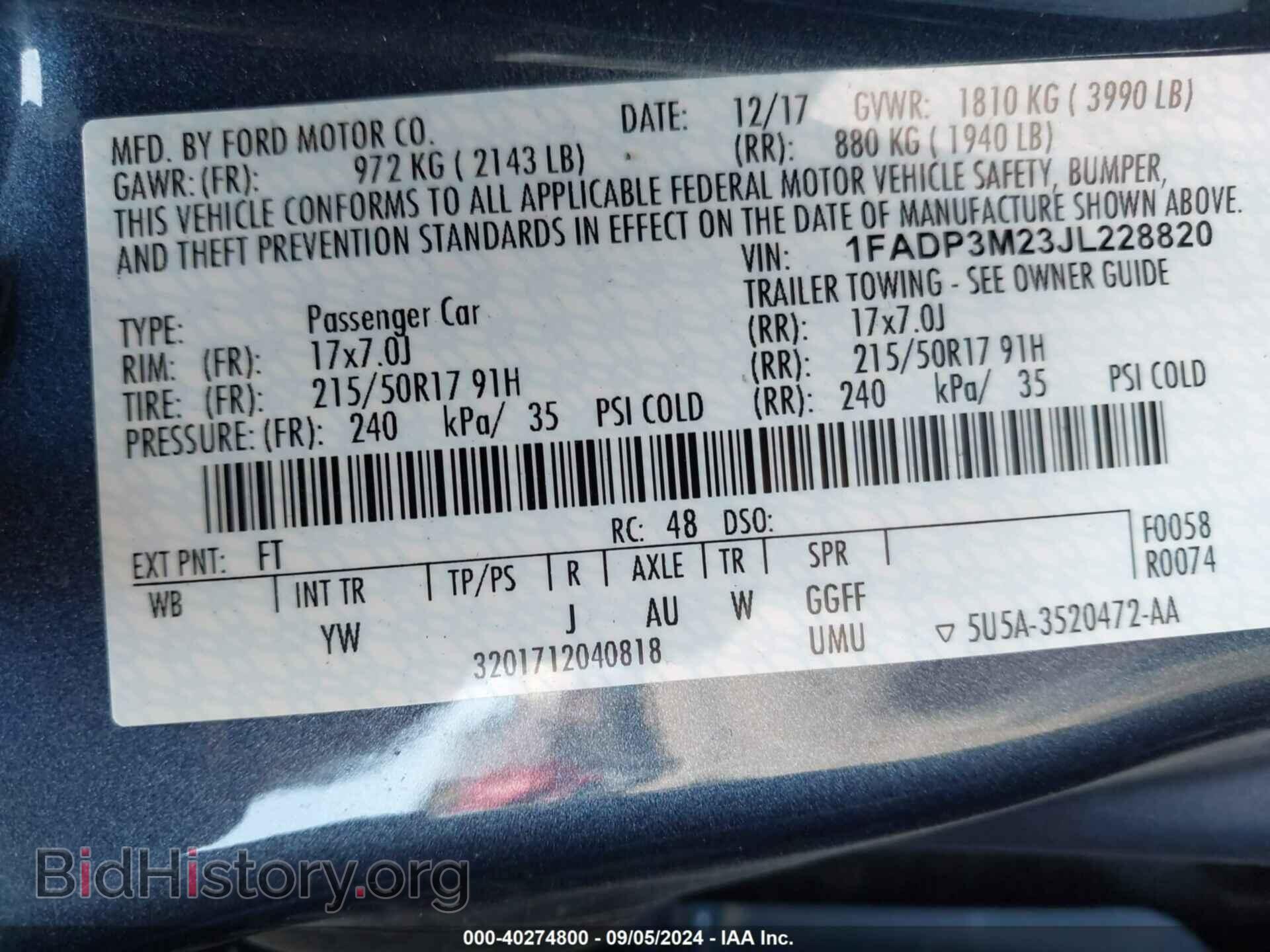 2018 FORD FOCUS - VIN: 1FADP3M23JL228820 - Photo 9
