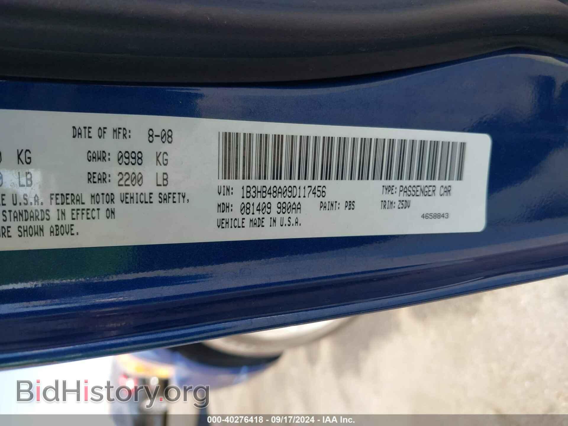 2009 DODGE CALIBER - VIN: 1B3HB48A09D117456 - Фото 9