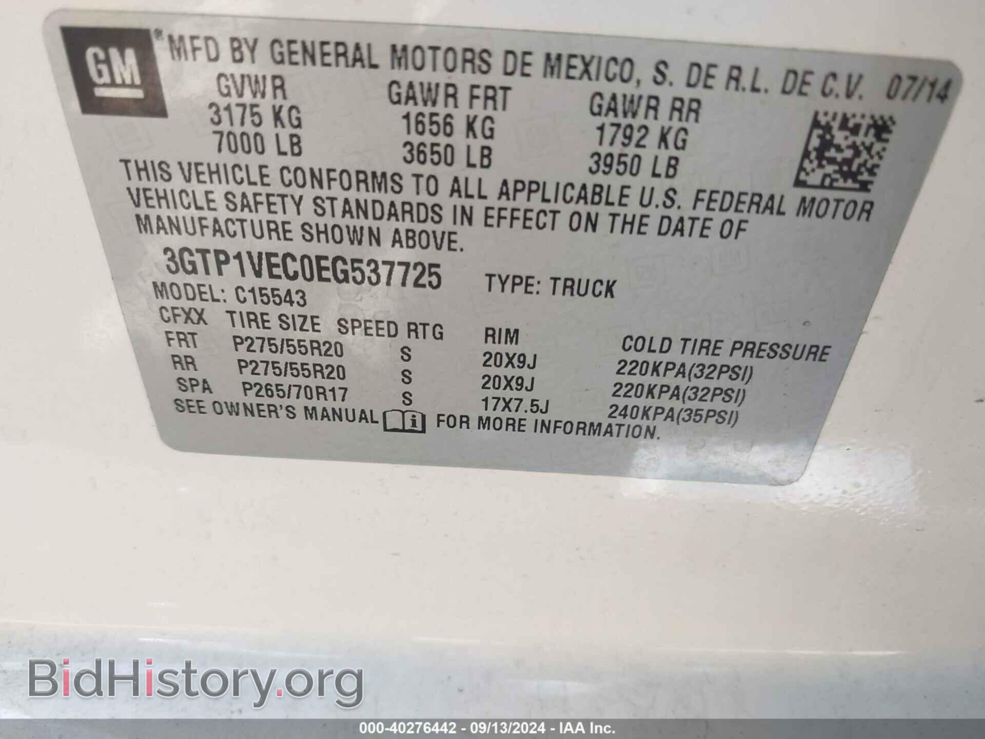2014 GMC SIERRA 1500 - VIN: 3GTP1VEC0EG537725 - Photo 9