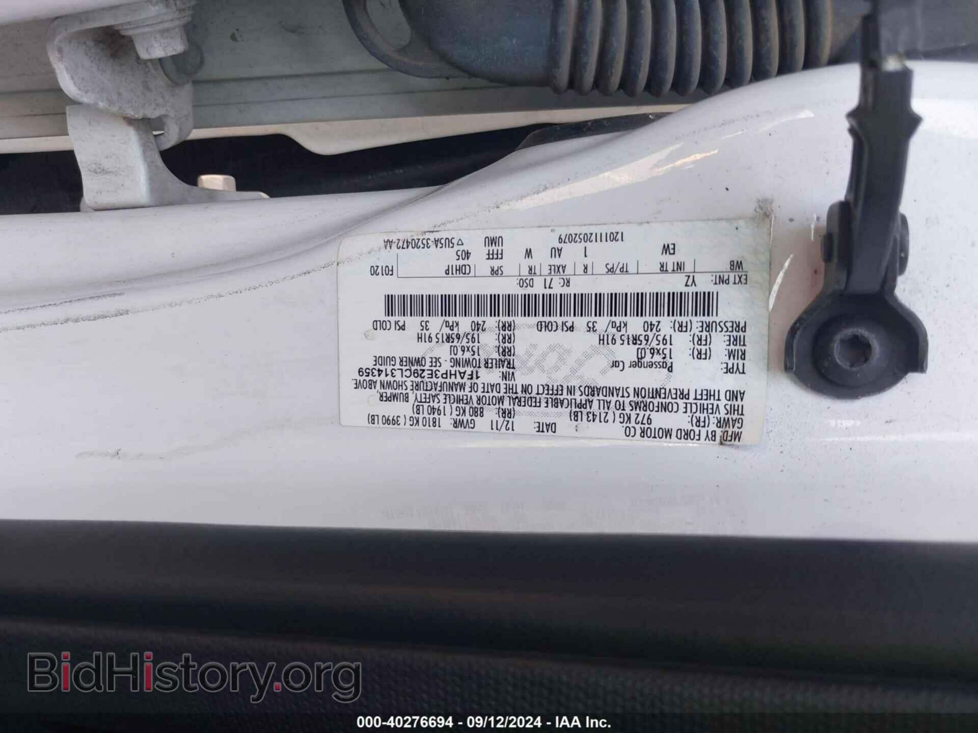 2012 FORD FOCUS - VIN: 1FAHP3E29CL314359 - Фото 9