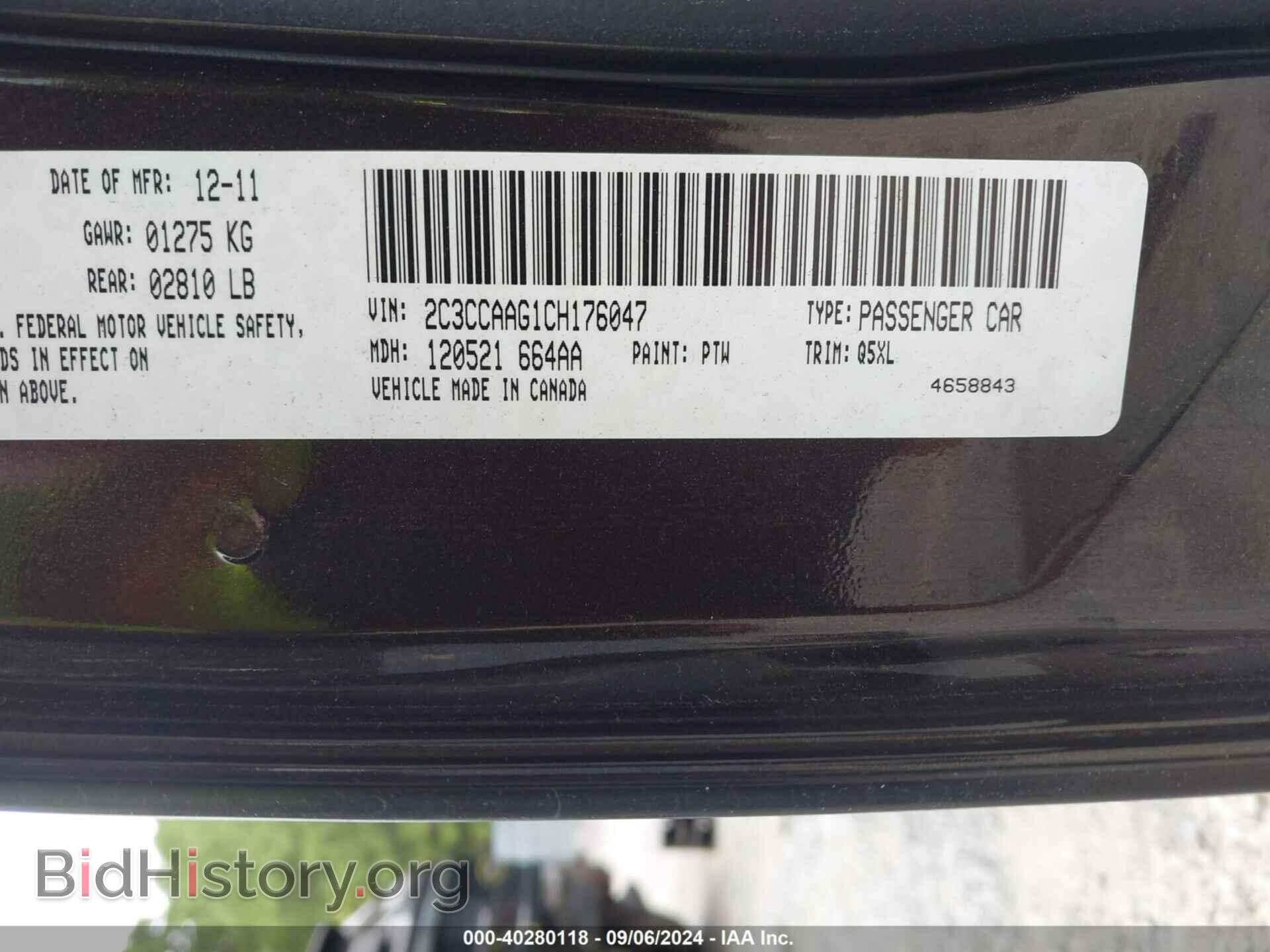 2012 CHRYSLER 300 - VIN: 2C3CCAAG1CH176047 - Фото 9