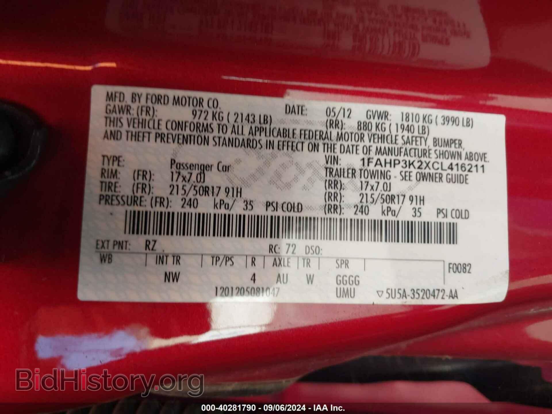 2012 FORD FOCUS - VIN: 1FAHP3K2XCL416211 - Фото 9