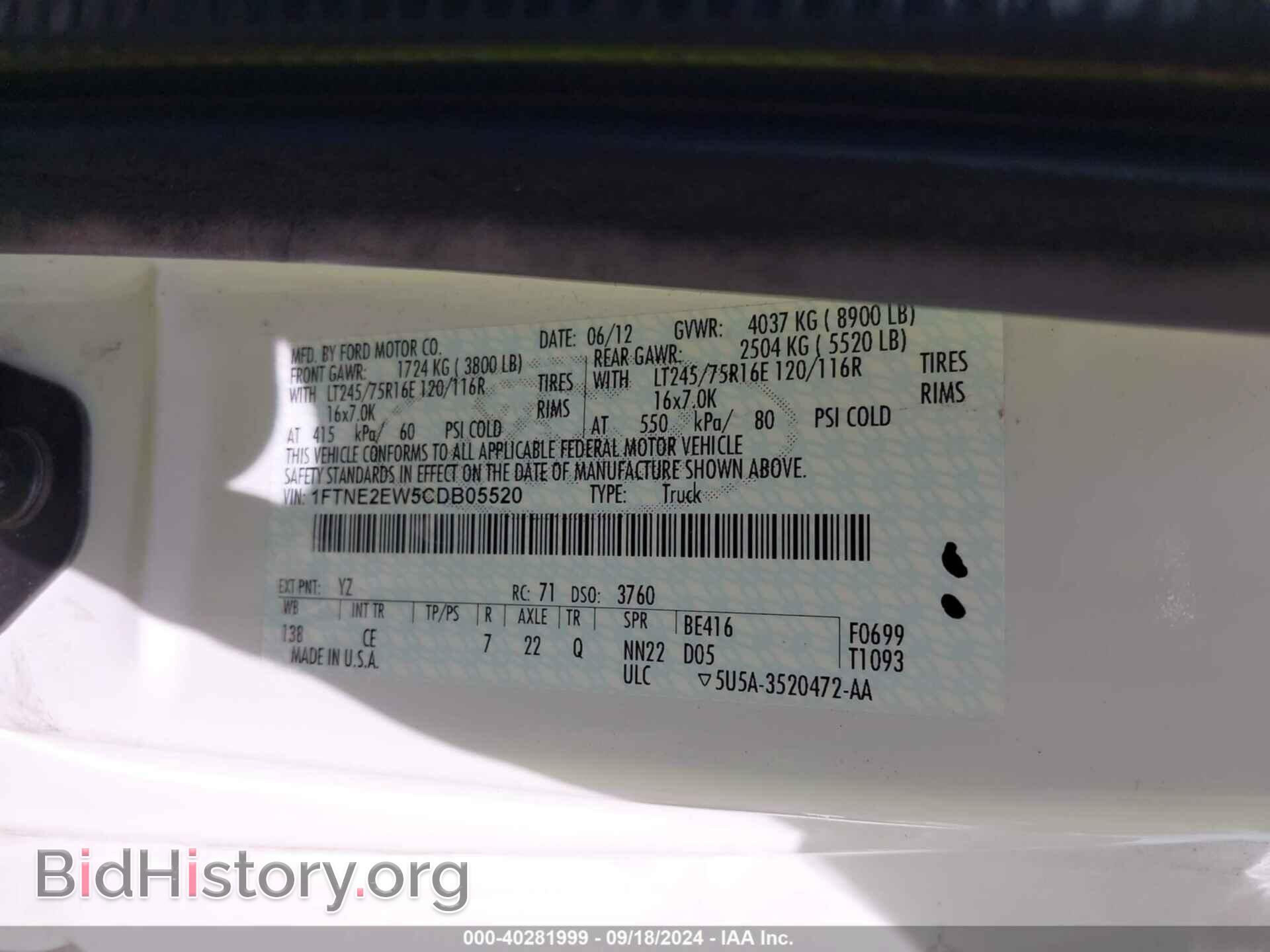 2012 FORD E-250 - VIN: 1FTNE2EW5CDB05520 - Photo 9