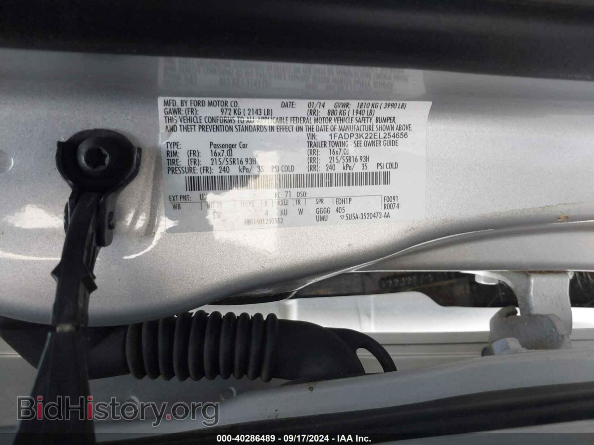 2014 FORD FOCUS - VIN: 1FADP3K22EL254656 - Фото 9