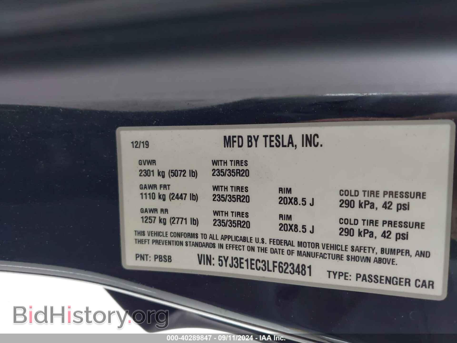 2020 TESLA MODEL 3 - VIN: 5YJ3E1EC3LF623481 - Фото 9