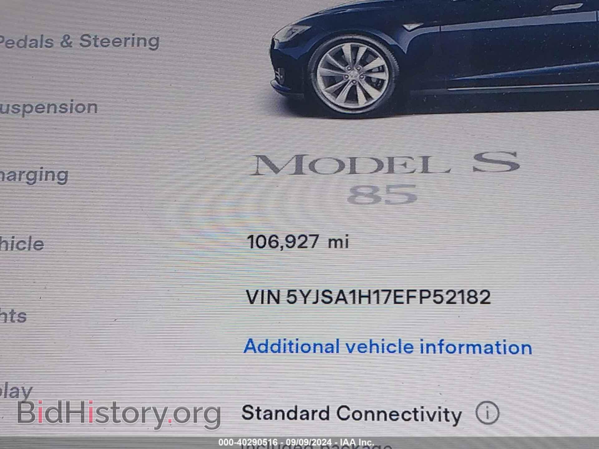2014 TESLA MODEL S - VIN: 5YJSA1H17EFP52182 - Photo 15