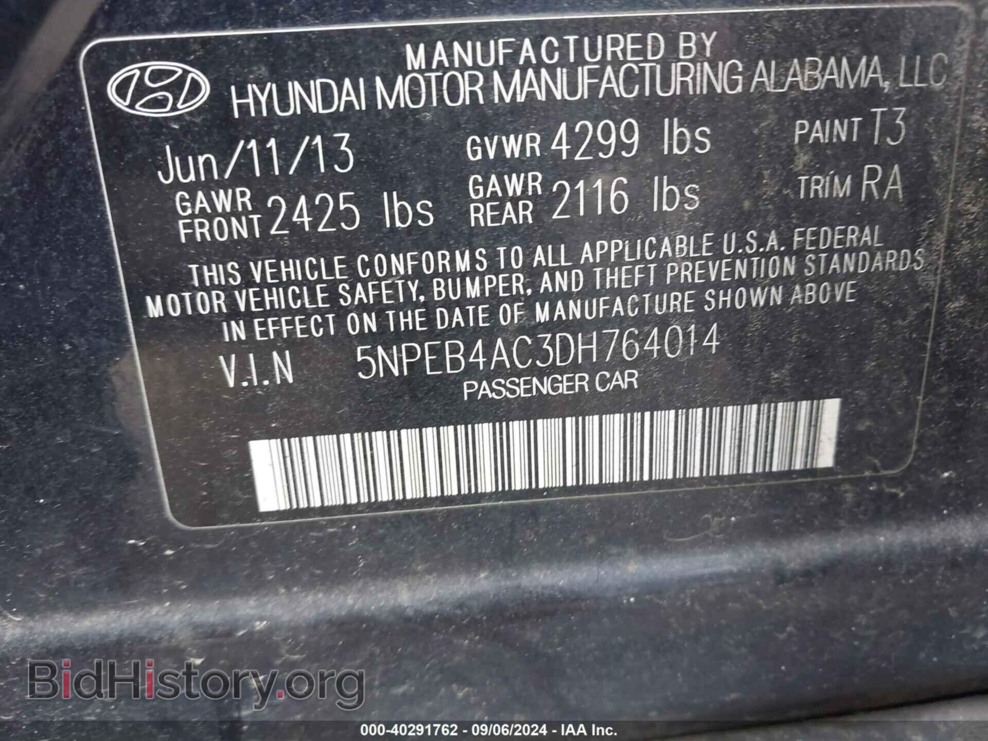 2013 HYUNDAI SONATA - VIN: 5NPEB4AC3DH764014 - Фото 9