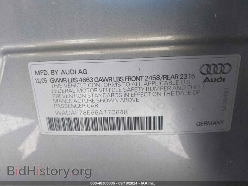 2006 Audi A4 (VIN WAUAF78E66A170648) — photo 9 of 11