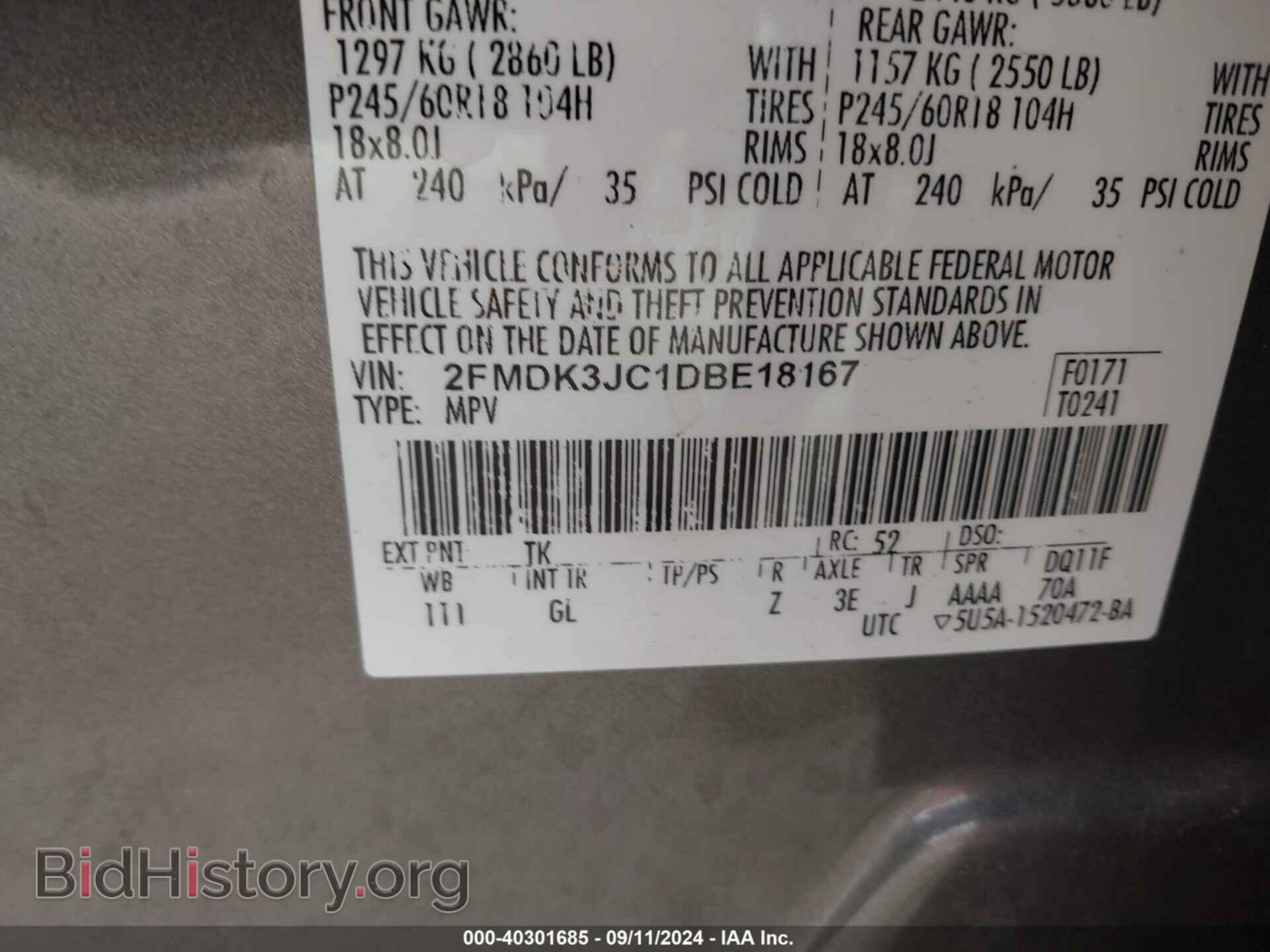 2013 FORD EDGE - VIN: 2FMDK3JC1DBE18167 - Photo 9