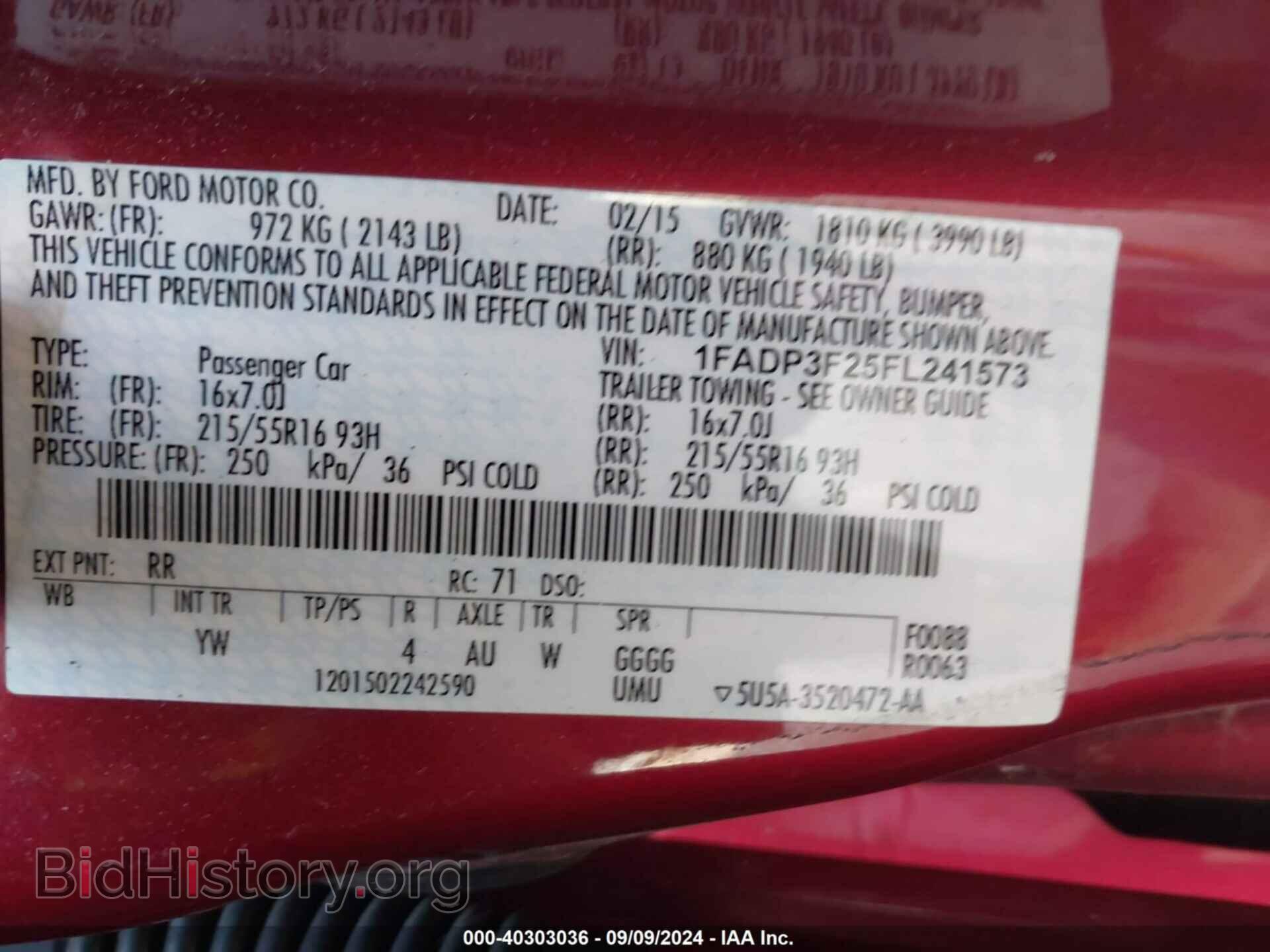 2015 FORD FOCUS - VIN: 1FADP3F25FL241573 - Фото 9