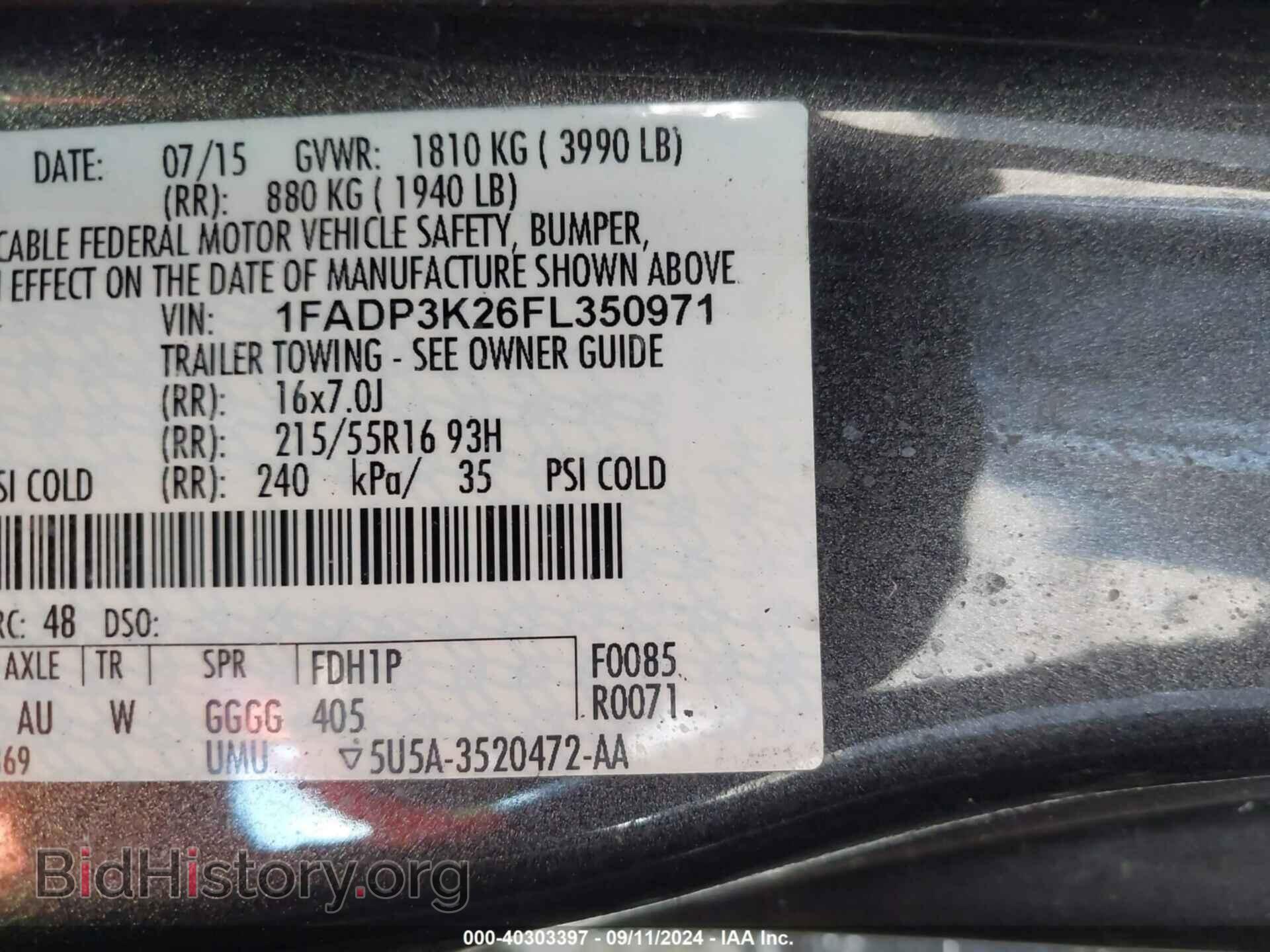 2015 FORD FOCUS - VIN: 1FADP3K26FL350971 - Фото 9