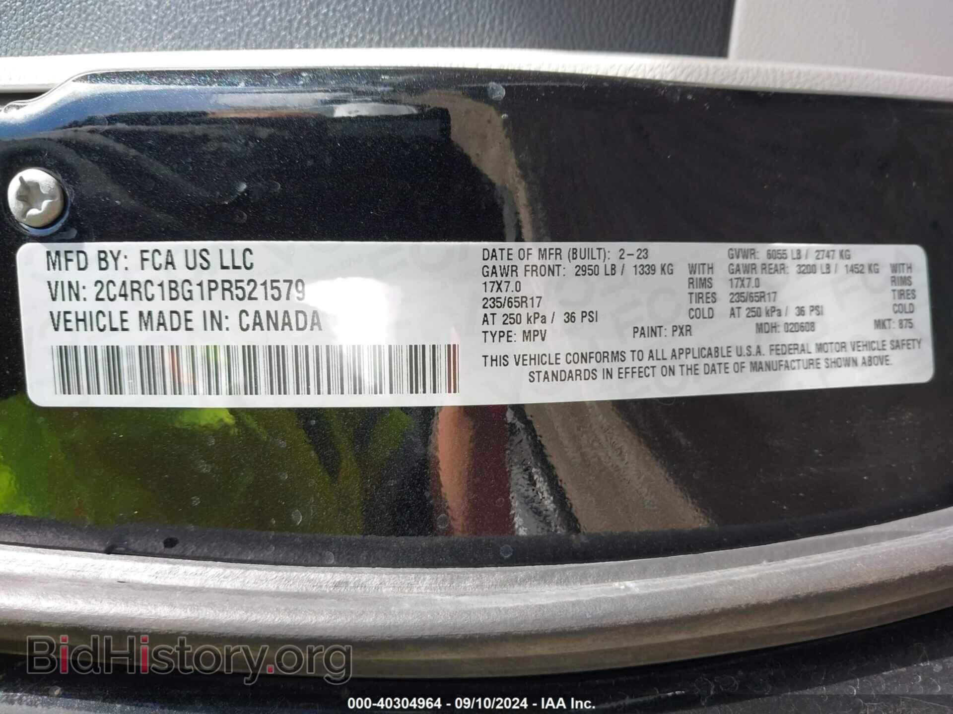 2023 CHRYSLER PACIFICA - VIN: 2C4RC1BG1PR521579 - Фото 9