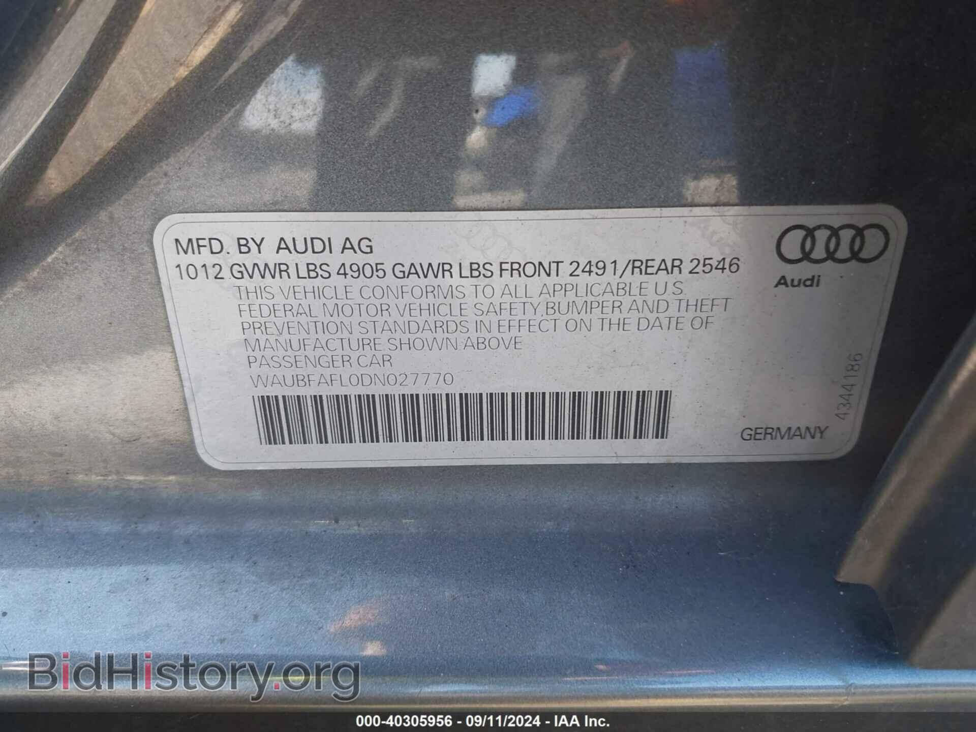 2013 AUDI A4 - VIN: WAUBFAFL0DN027770 - Фото 9