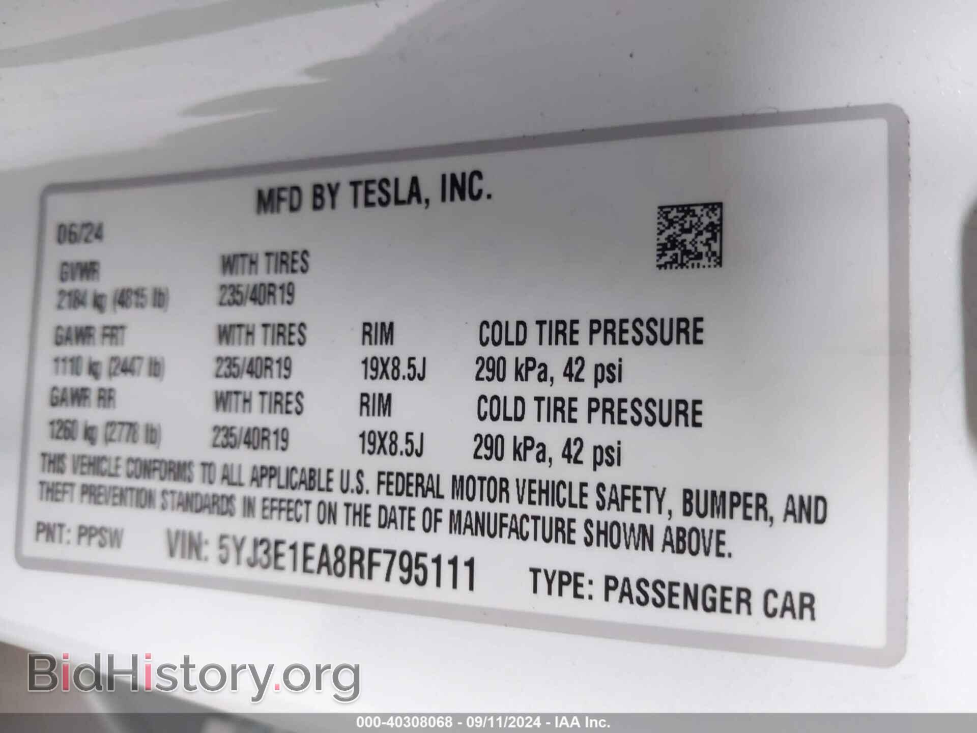 2024 TESLA MODEL 3 - VIN: 5YJ3E1EA8RF795111 - Фото 9