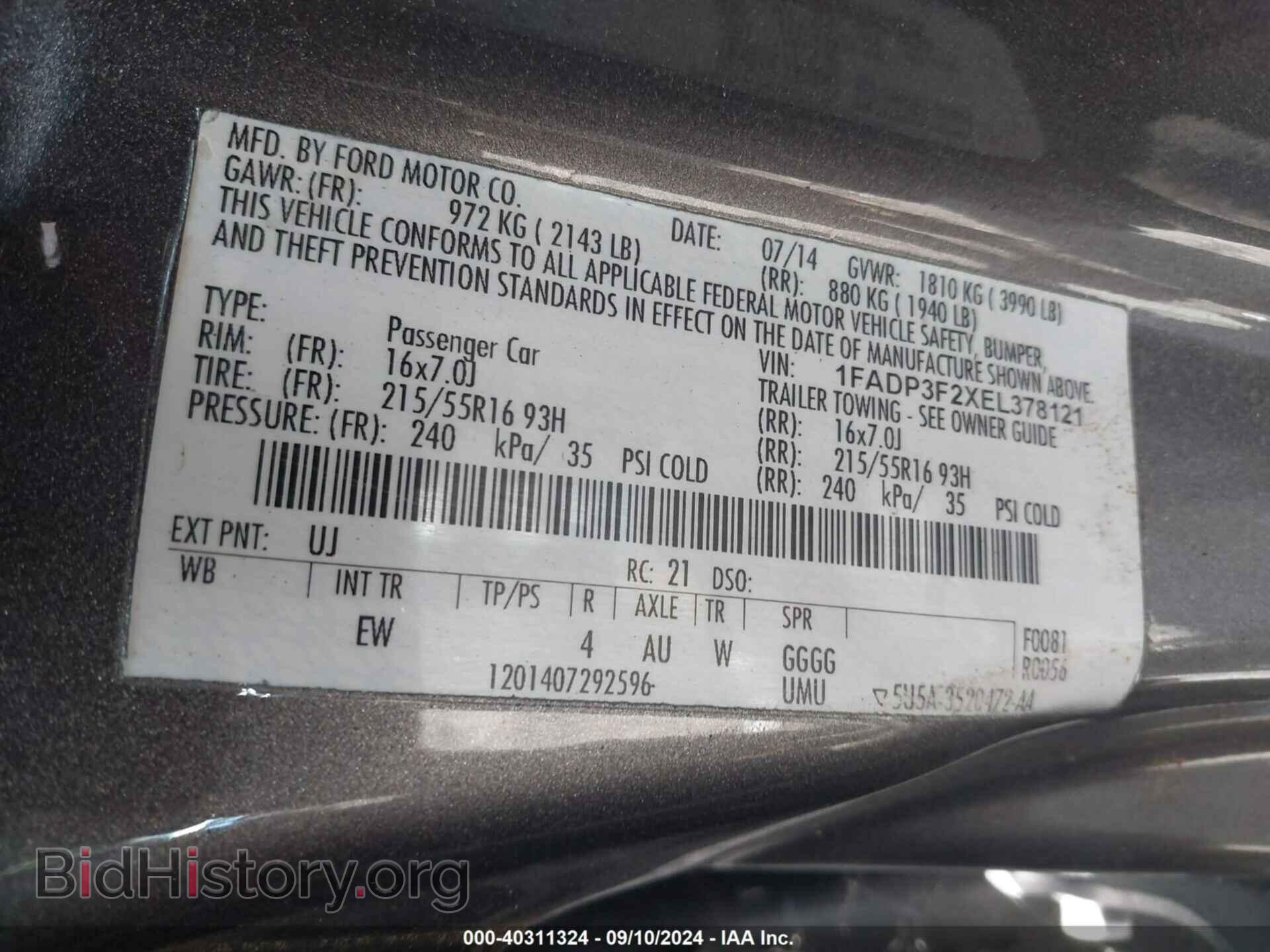 2014 FORD FOCUS - VIN: 1FADP3F2XEL378121 - Photo 9