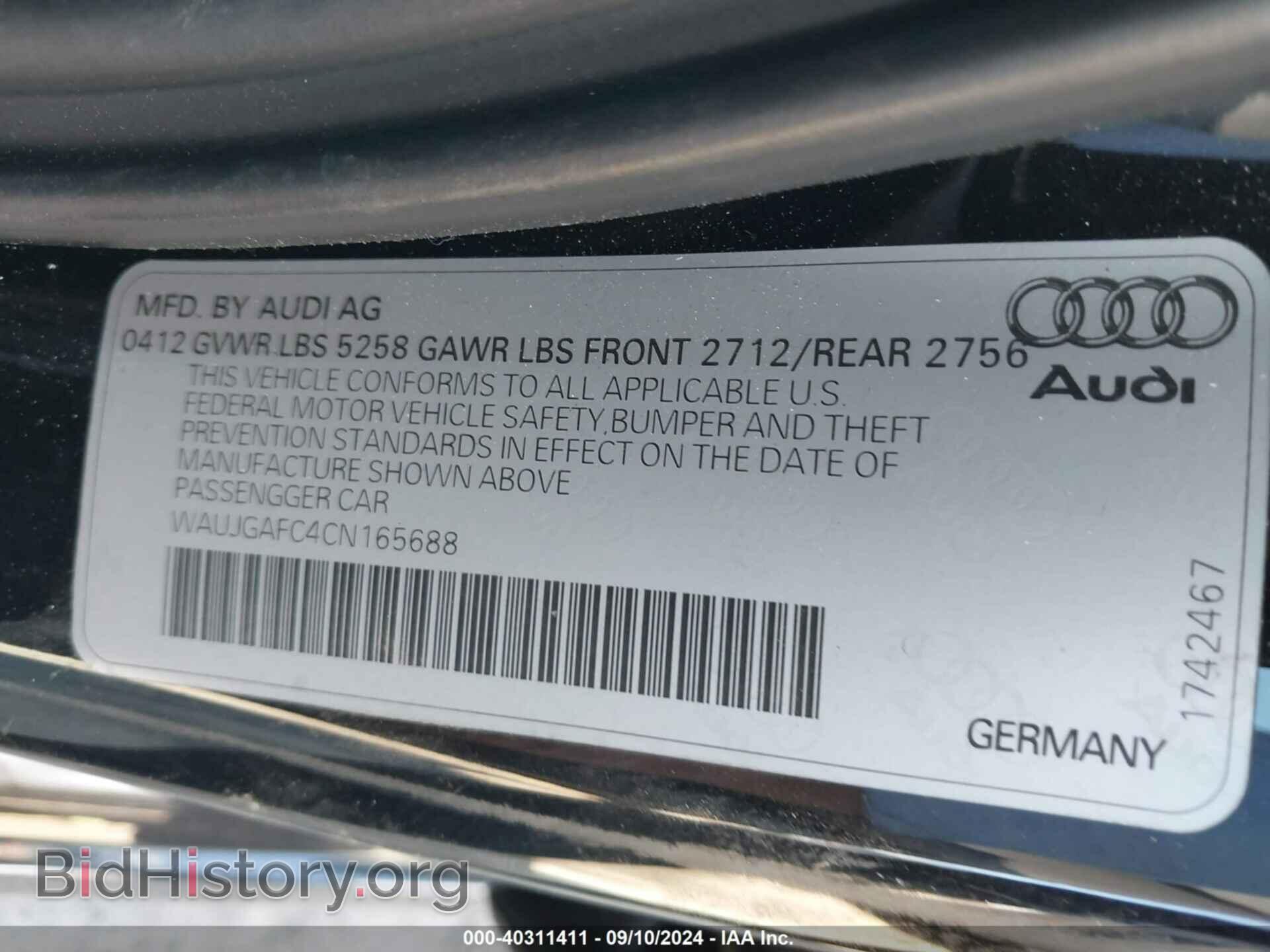2012 AUDI A6 - VIN: WAUJGAFC4CN165688 - Фото 9