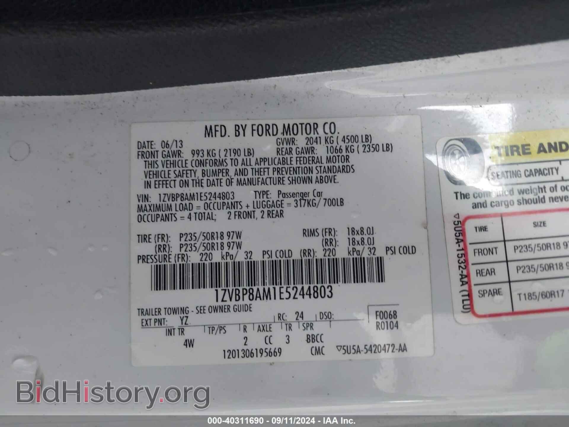 2014 FORD MUSTANG - VIN: 1ZVBP8AM1E5244803 - Фото 9