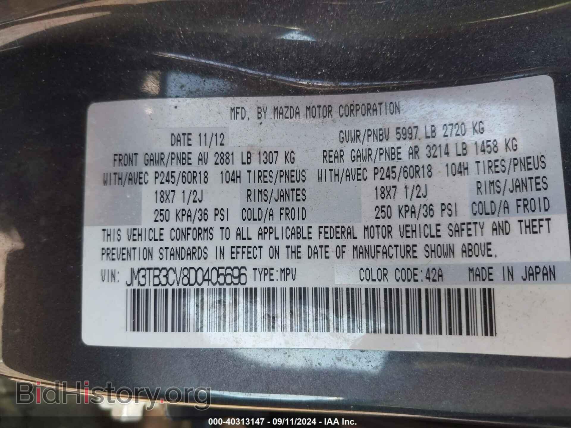 2013 MAZDA CX-9 - VIN: JM3TB3CV8D0405696 - Фото 9