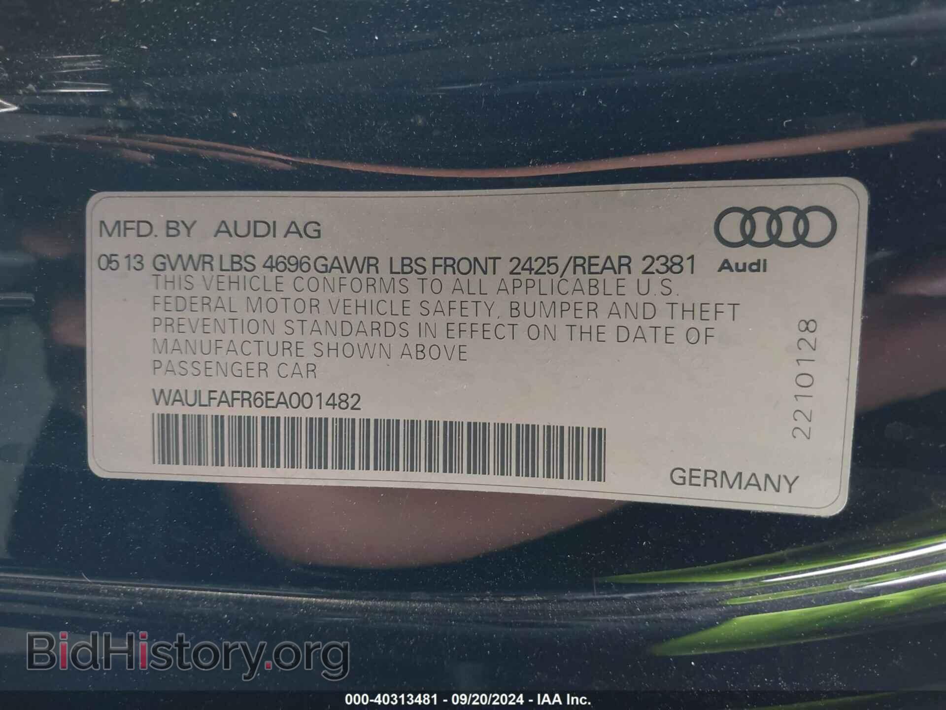 2014 AUDI A5 - VIN: WAULFAFR6EA001482 - Фото 9