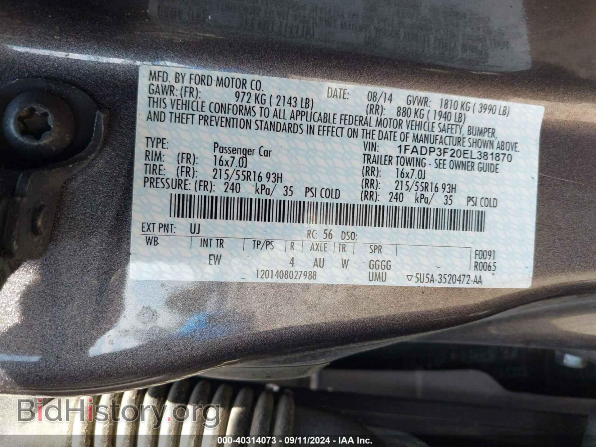 2014 FORD FOCUS - VIN: 1FADP3F20EL381870 - Photo 9