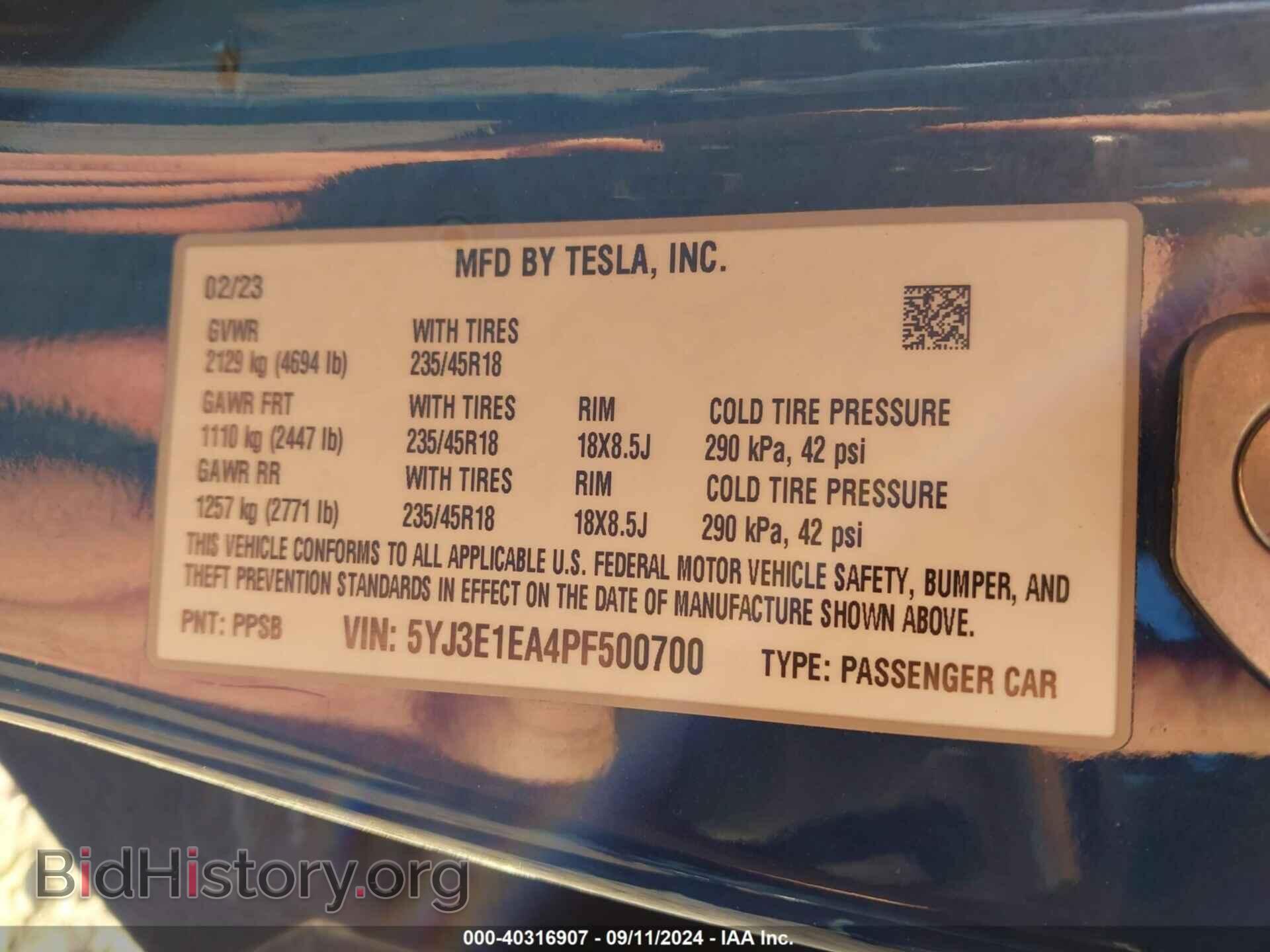2023 TESLA MODEL 3 - VIN: 5YJ3E1EA4PF500700 - Фото 9