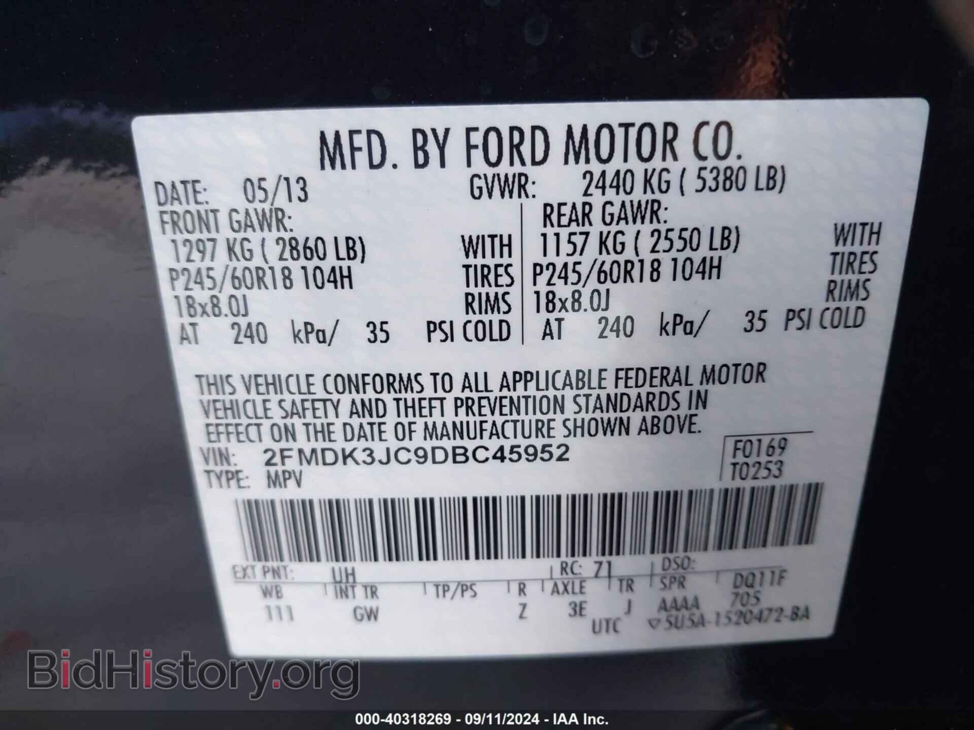 2013 FORD EDGE - VIN: 2FMDK3JC9DBC45952 - Photo 9