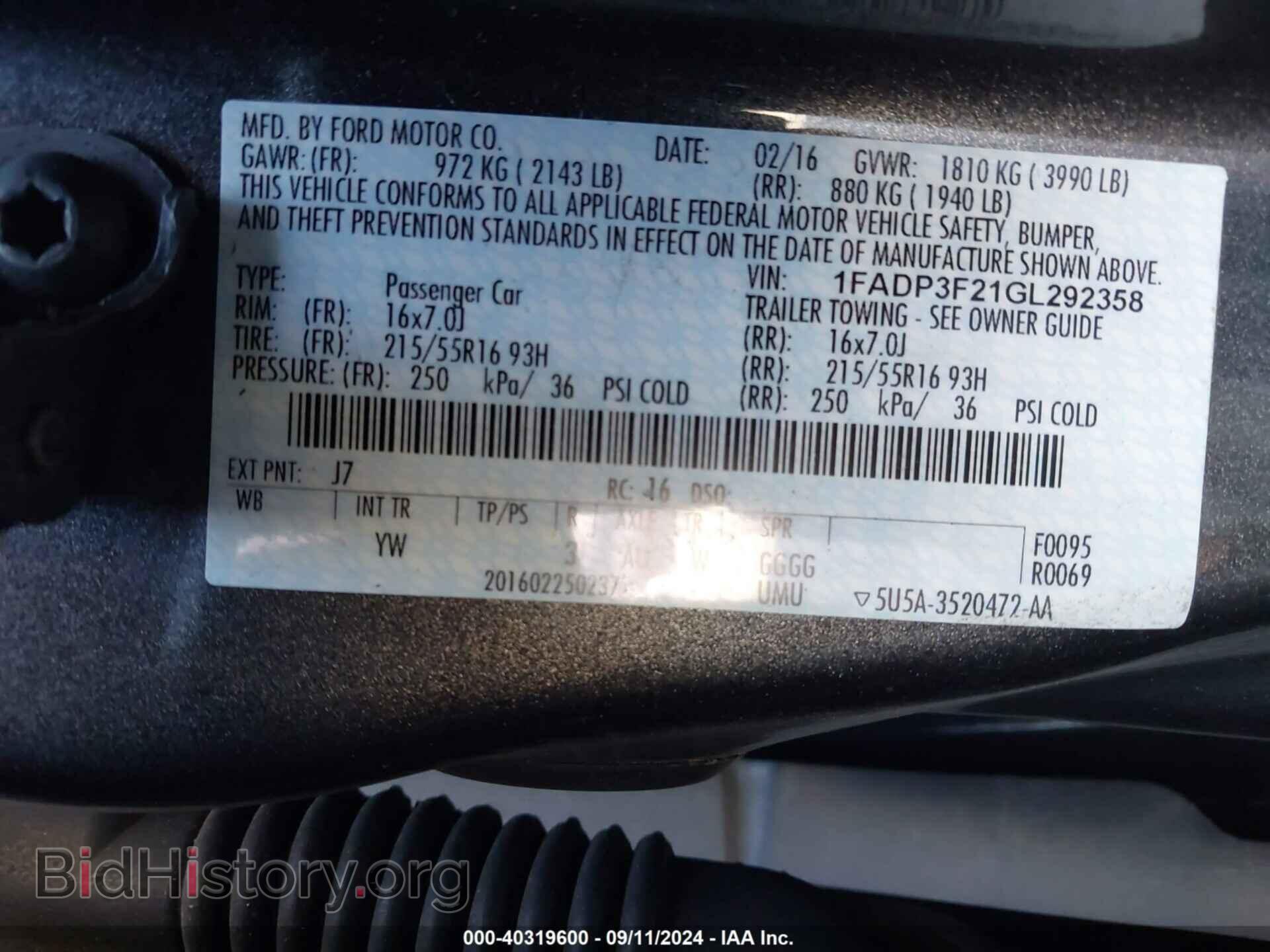 2016 FORD FOCUS - VIN: 1FADP3F21GL292358 - Фото 9