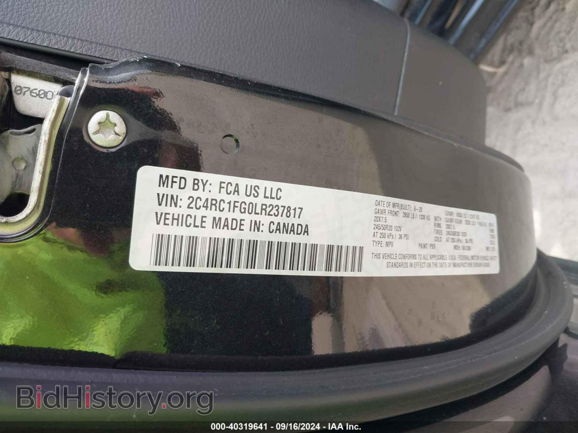 2020 CHRYSLER PACIFICA - VIN: 2C4RC1FG0LR237817 - Фото 9