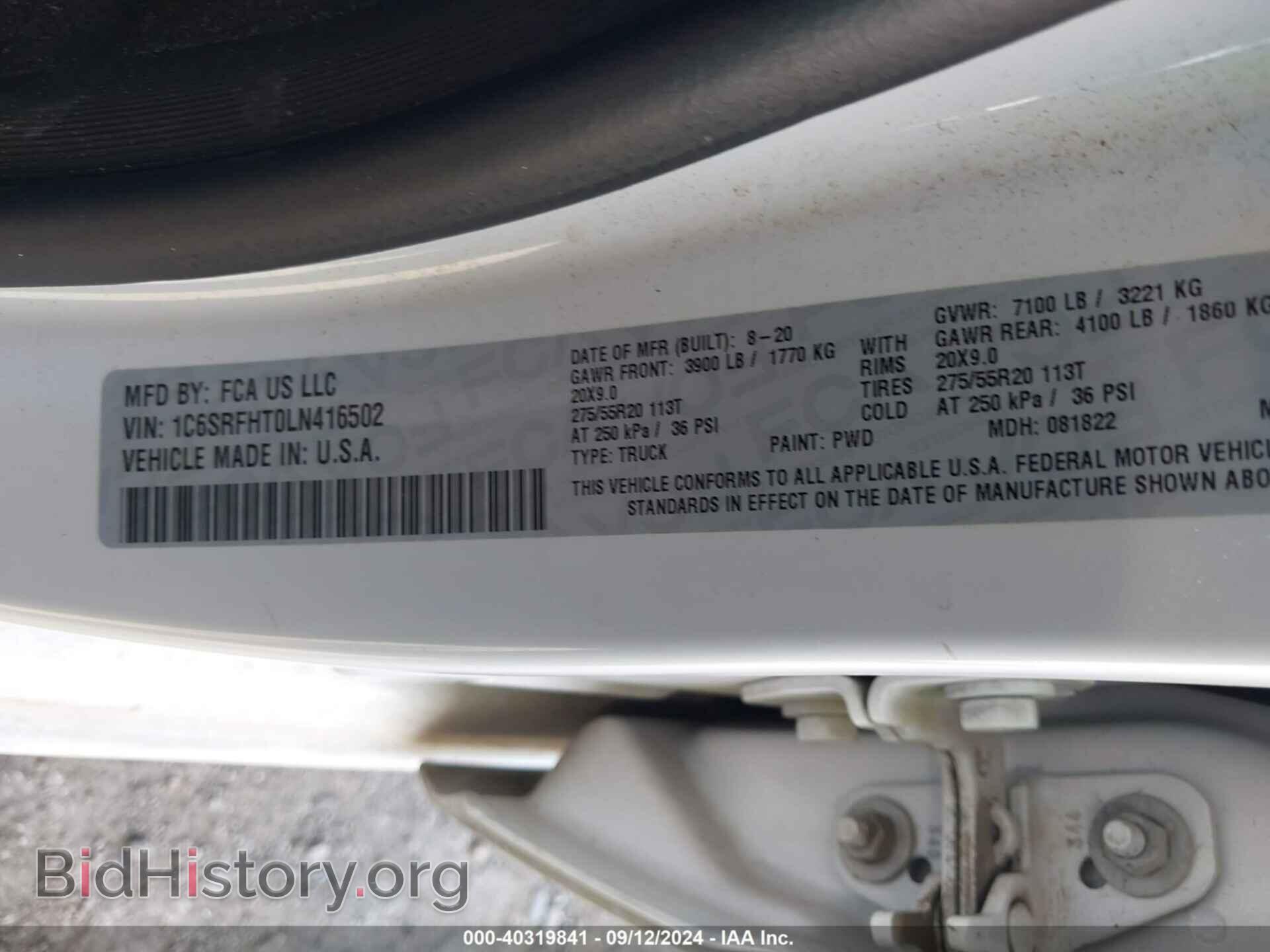 2020 RAM 1500 - VIN: 1C6SRFHT0LN416502 - Photo 9