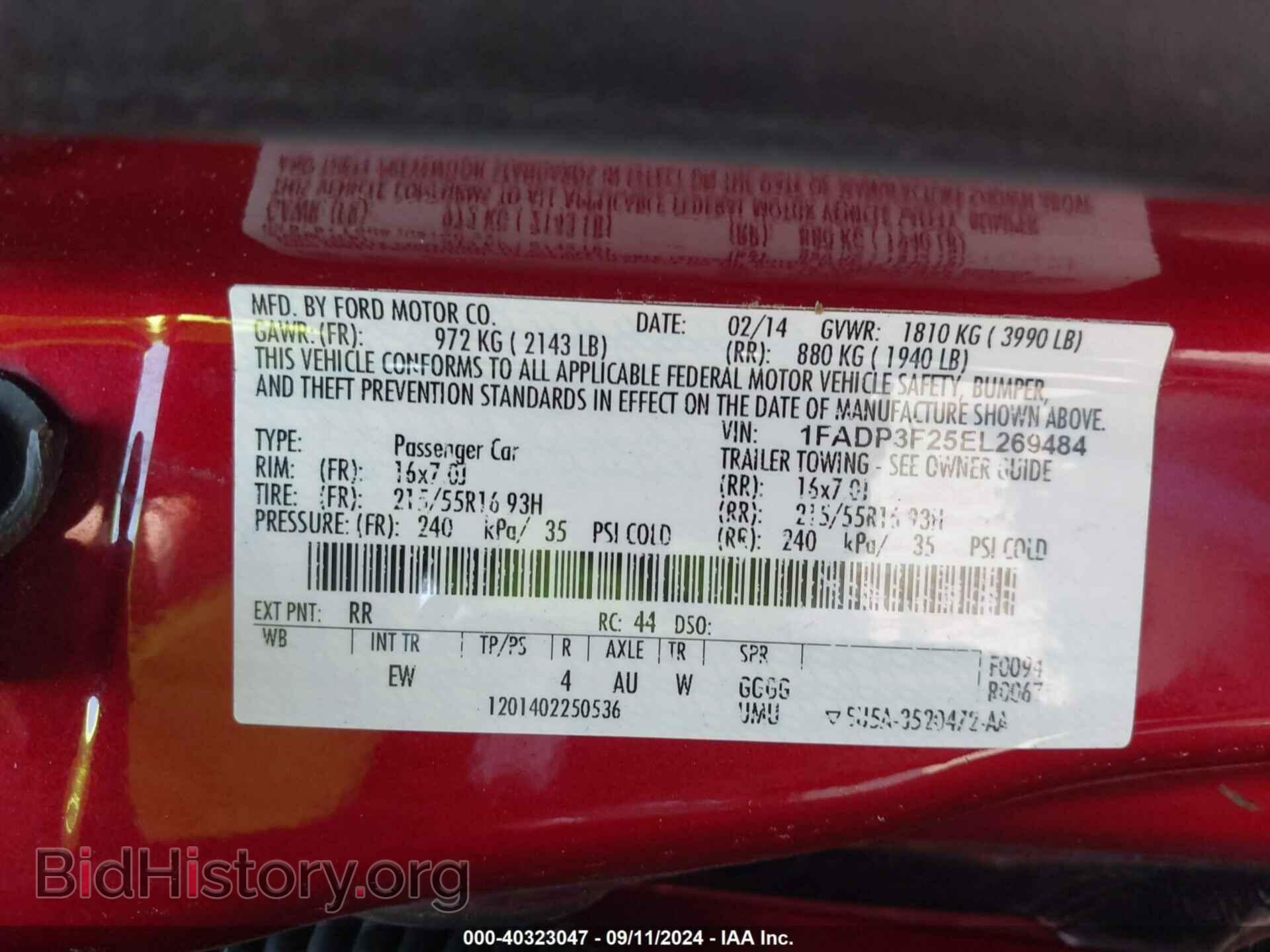 2014 FORD FOCUS - VIN: 1FADP3F27EL234896 - Фото 9