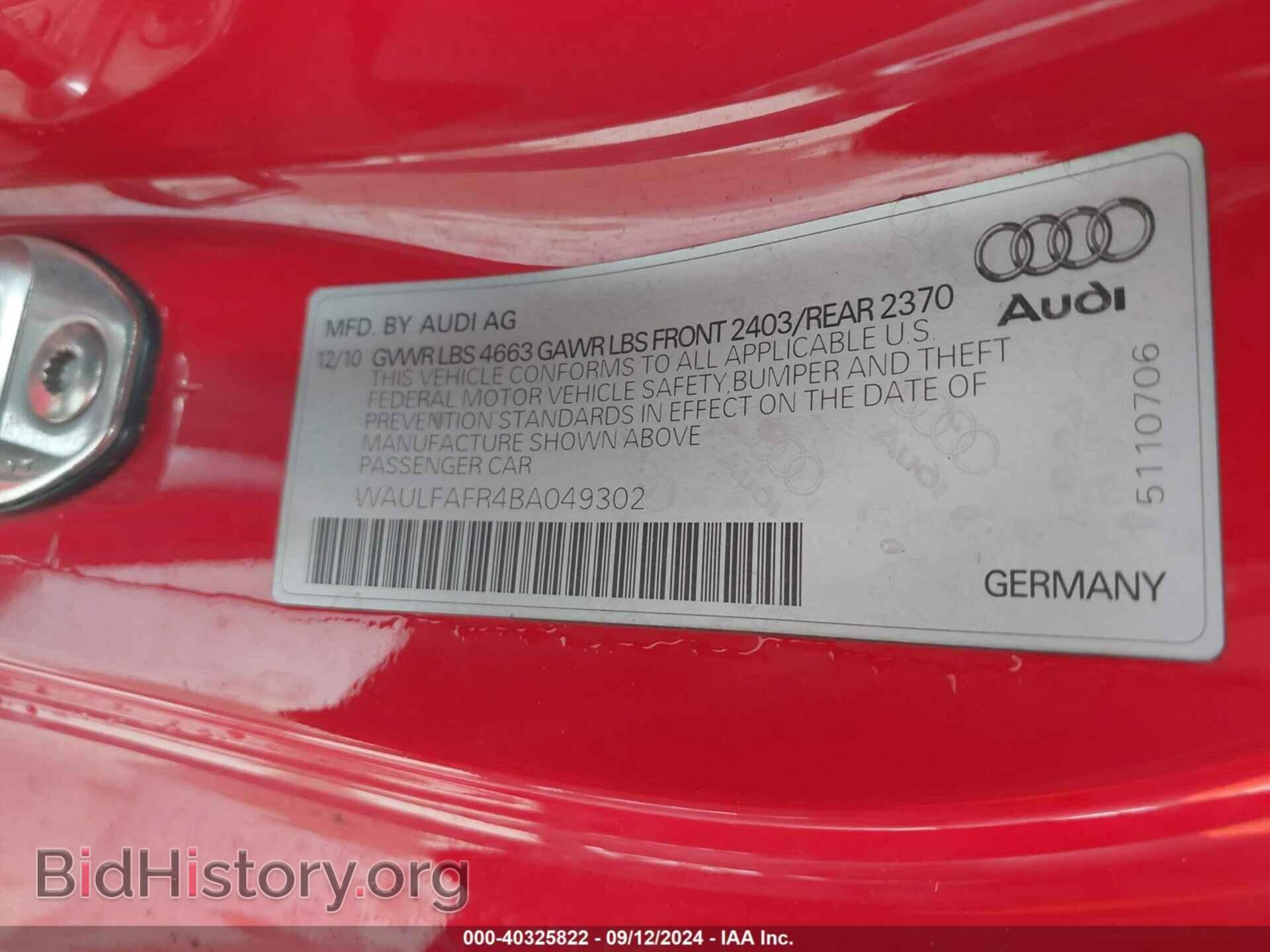 2011 AUDI A5 - VIN: WAULFAFR4BA049302 - Фото 9