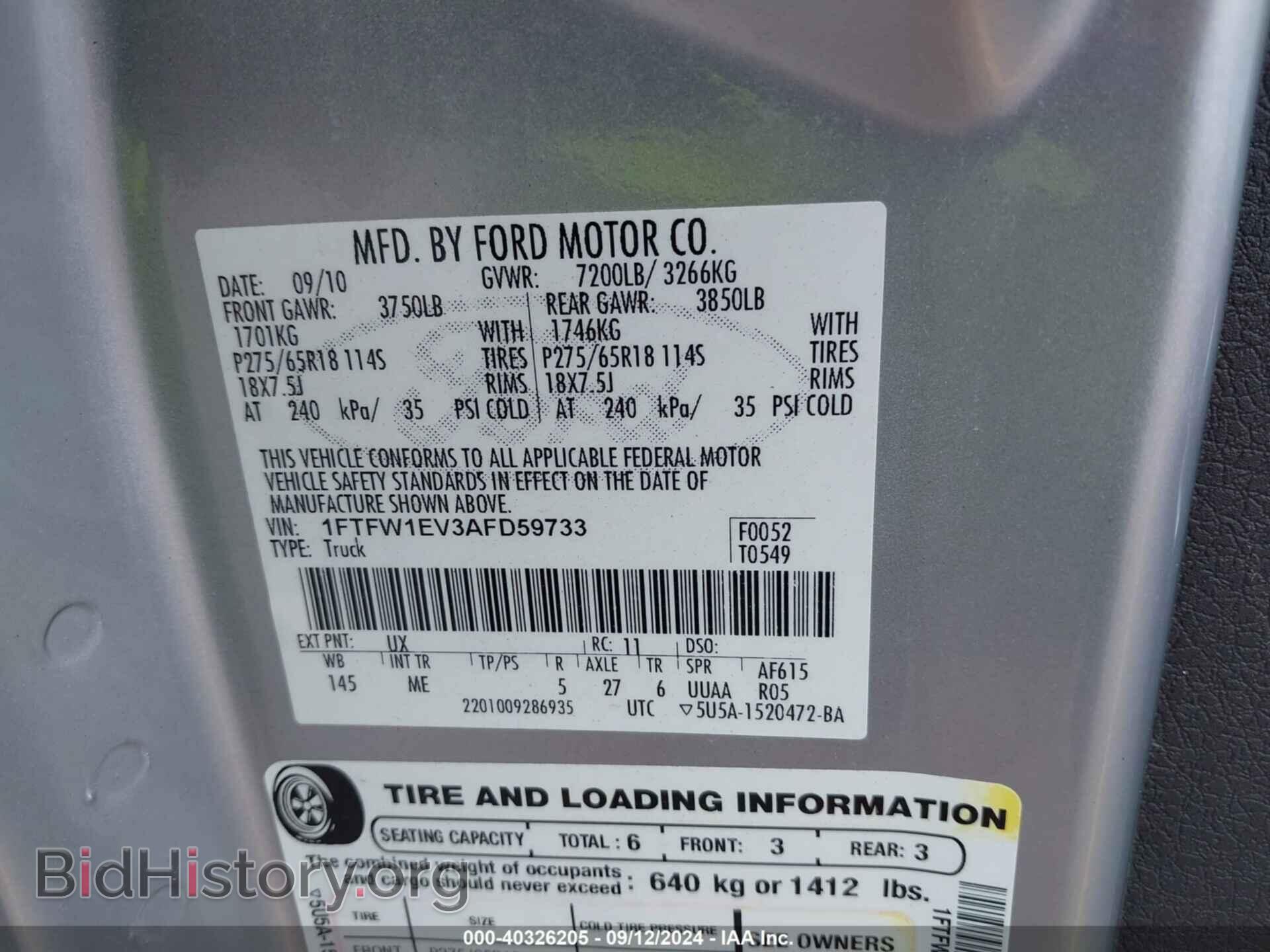 2010 FORD F-150 - VIN: 1FTFW1EV3AFD59733 - Фото 9