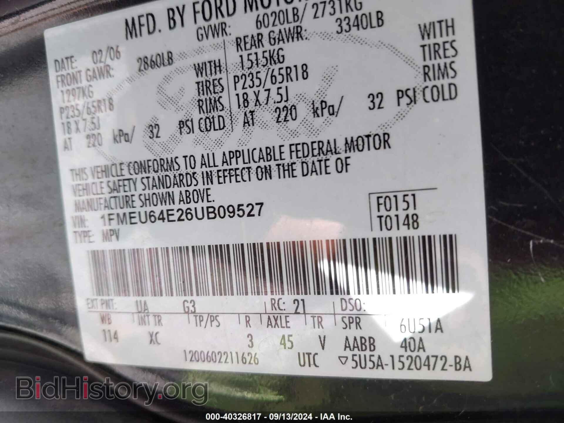 2006 FORD EXPLORER - VIN: 1FMEU64E26UB09527 - Фото 9