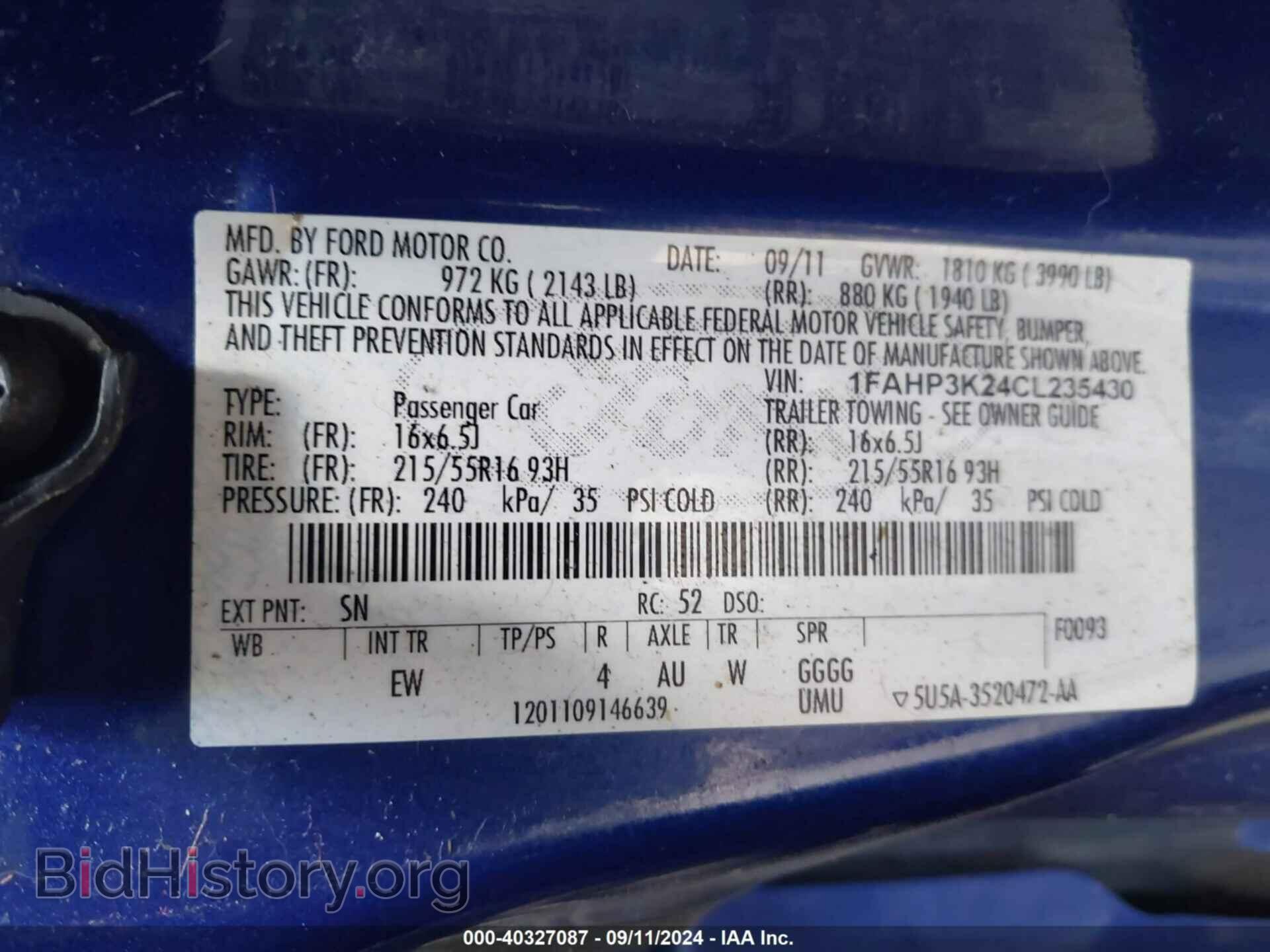 2012 FORD FOCUS - VIN: 1FAHP3K24CL235430 - Фото 9