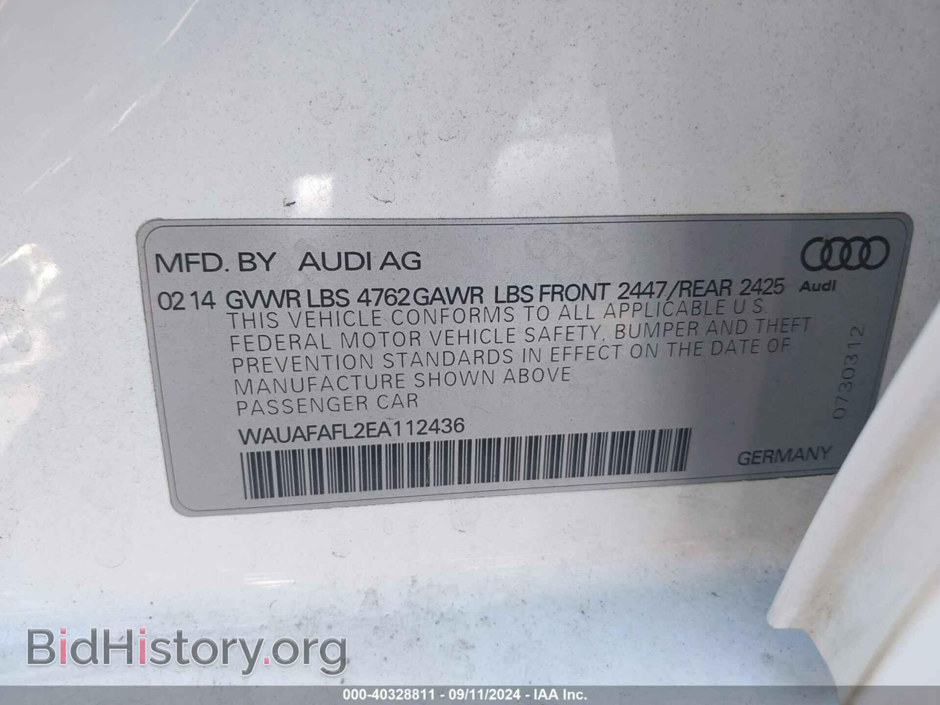 2014 AUDI A4 - VIN: WAUAFAFL2EA112436 - Фото 9