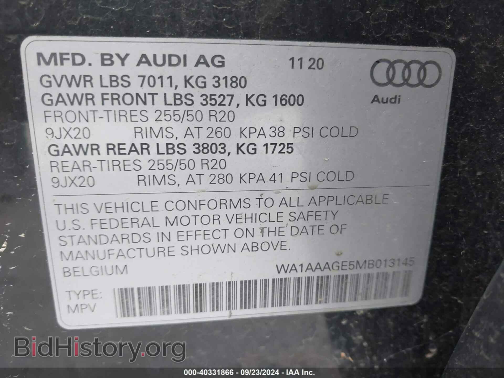 2021 AUDI E-TRON - VIN: WA1AAAGE5MB013145 - Фото 9