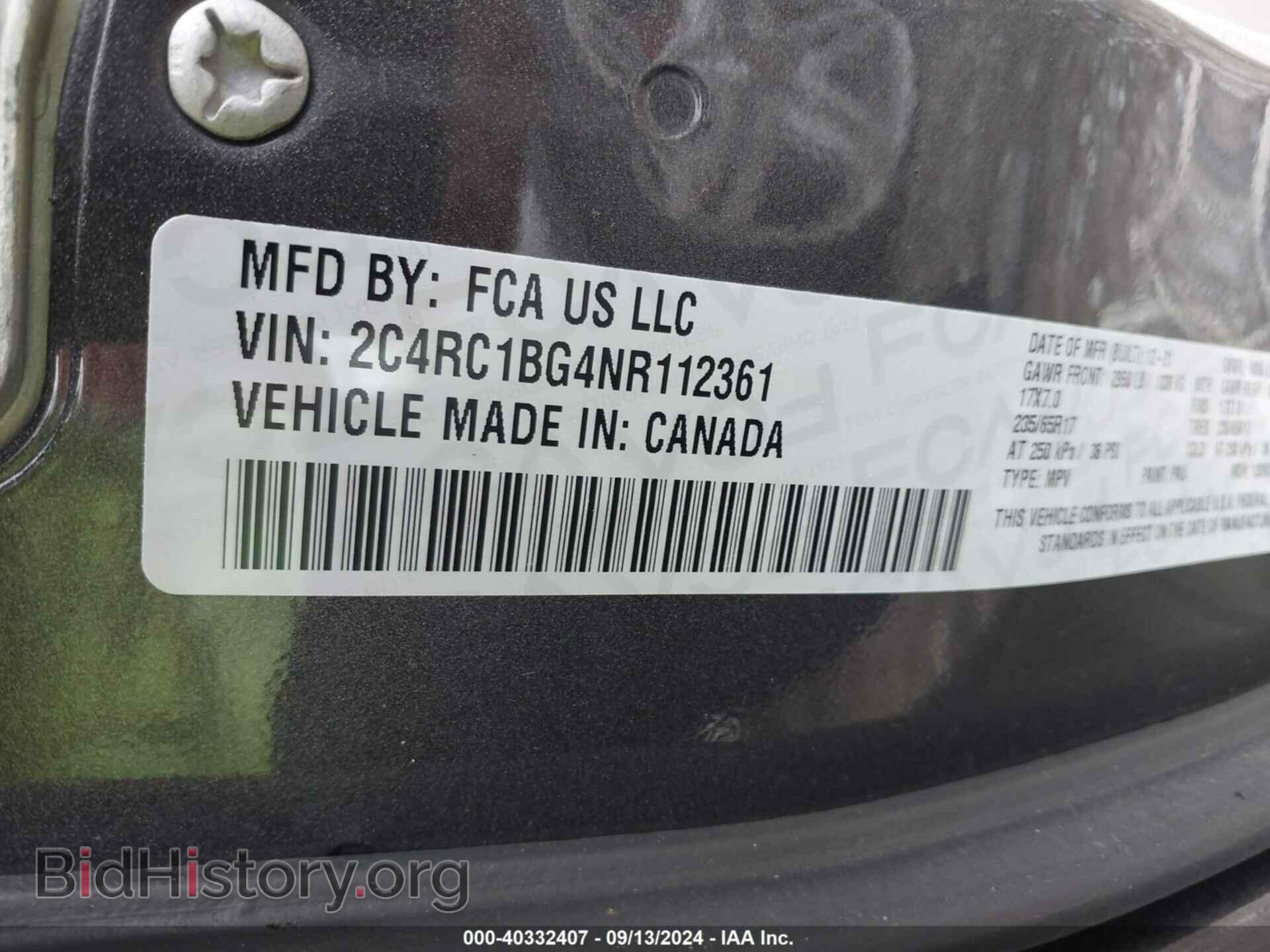 2022 CHRYSLER PACIFICA - VIN: 2C4RC1BG4NR112361 - Фото 9