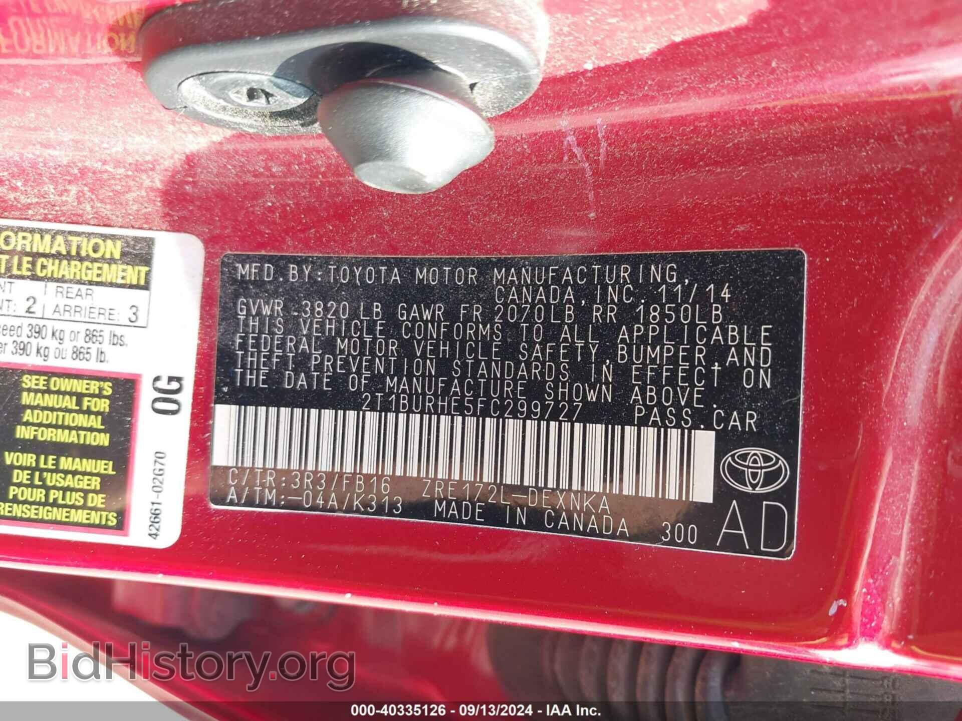 2015 TOYOTA COROLLA - VIN: 2T1BURHE5FC299727 - Photo 9