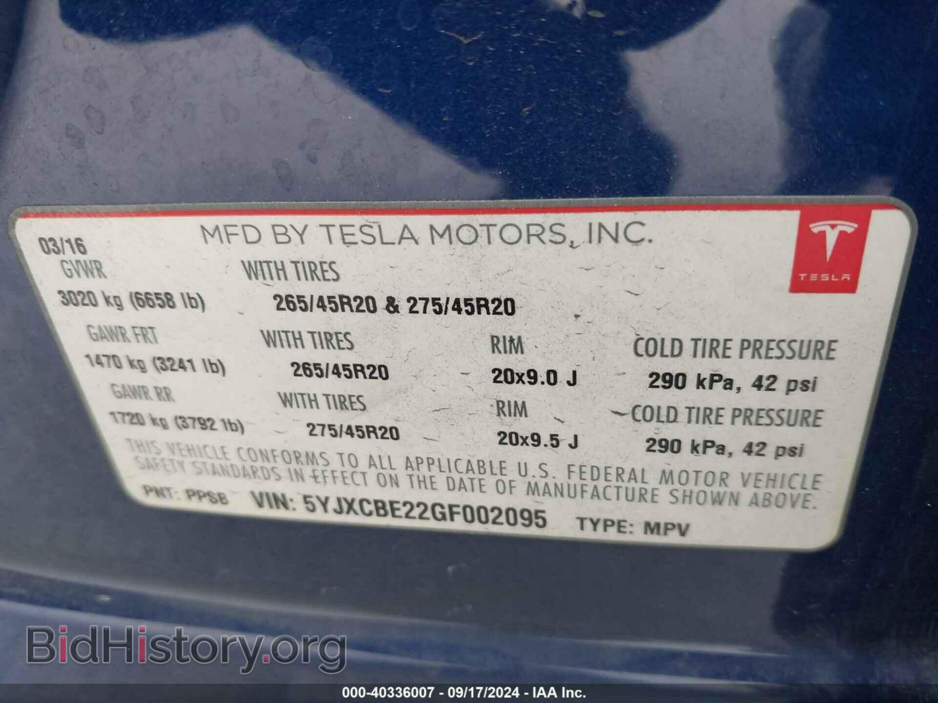 2016 TESLA MODEL X - VIN: 5YJXCBE22GF002095 - Photo 9