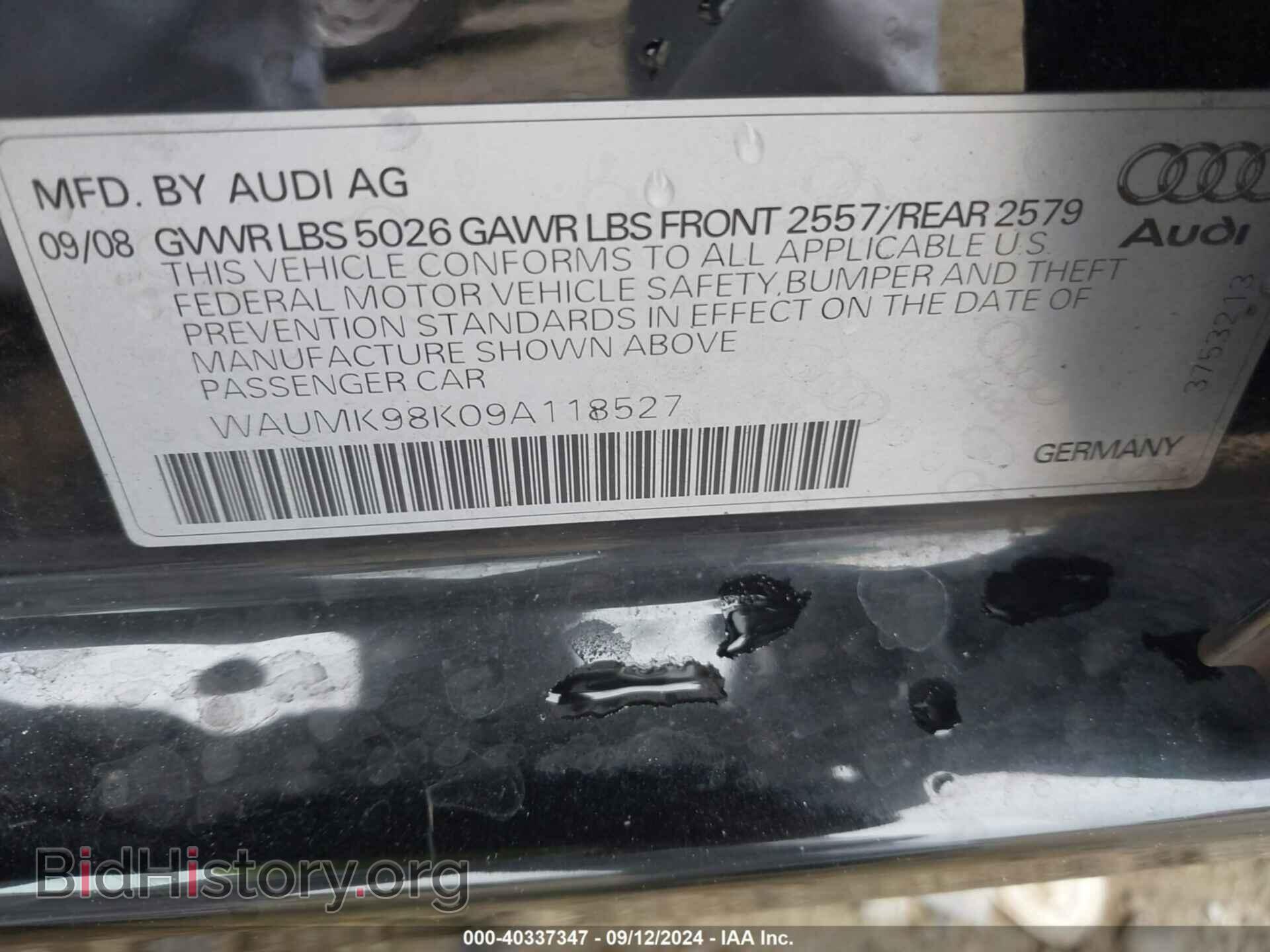 2009 AUDI A4 - VIN: WAUMK98K09A118527 - Фото 9