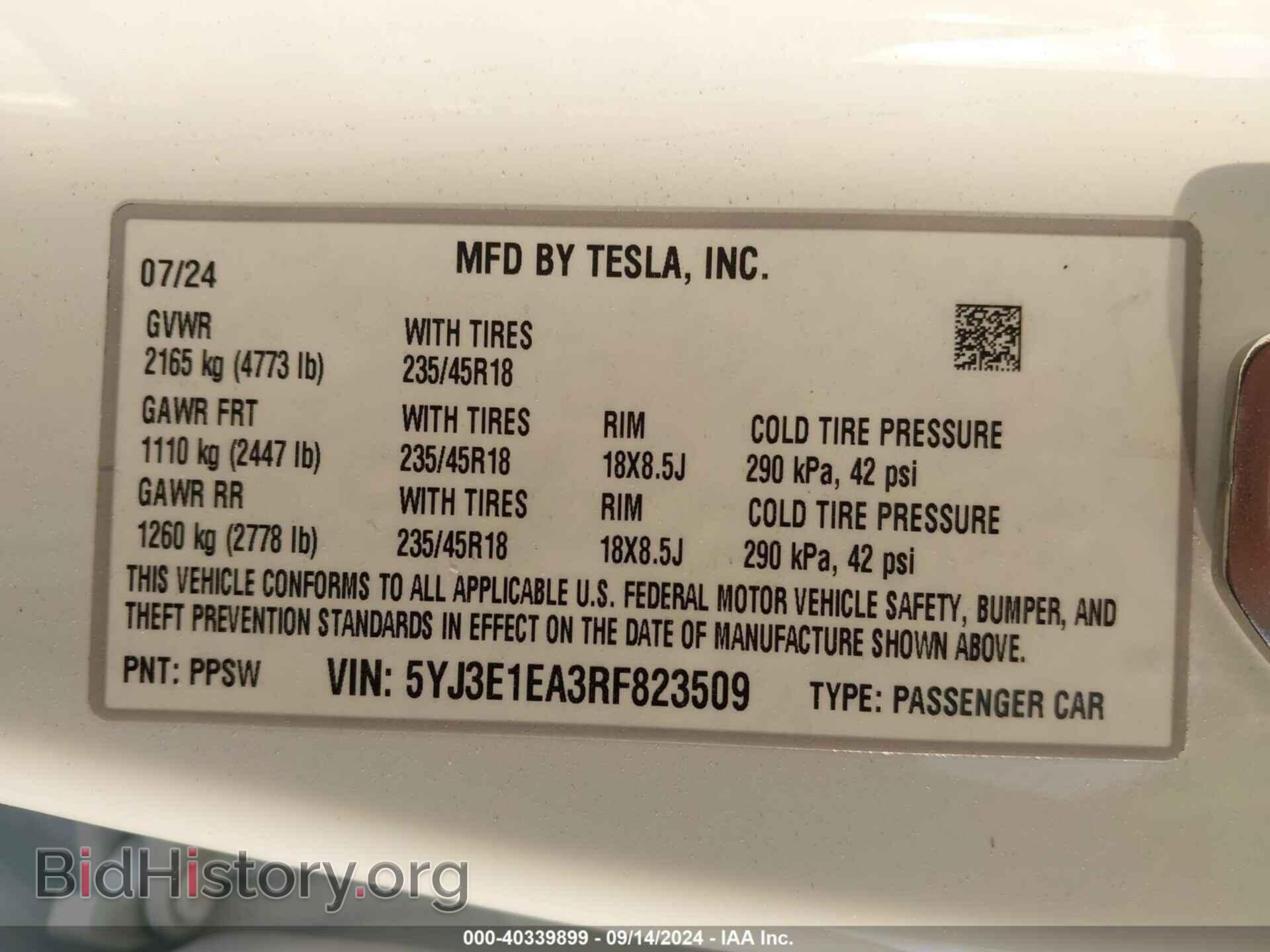 2024 TESLA MODEL 3 - VIN: 5YJ3E1EA3RF823509 - Photo 9
