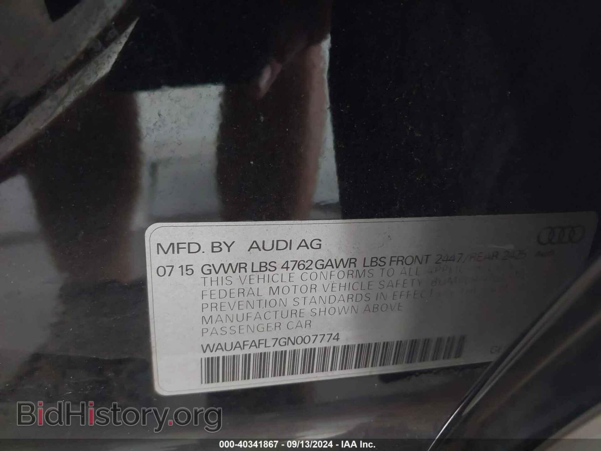 2016 AUDI A4 - VIN: WAUAFAFL7GN007774 - Фото 9