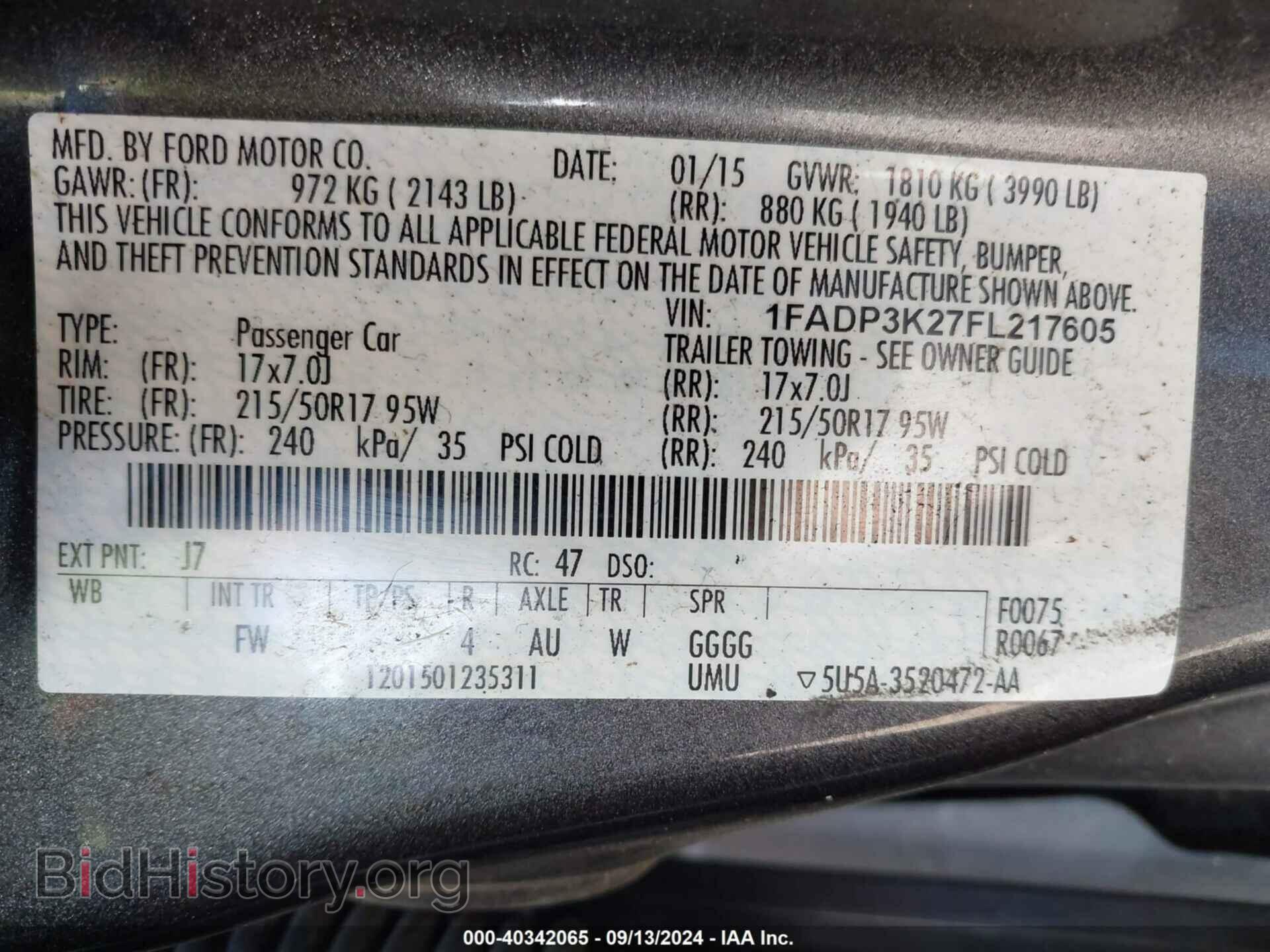2015 FORD FOCUS - VIN: 1FADP3K27FL217605 - Фото 9