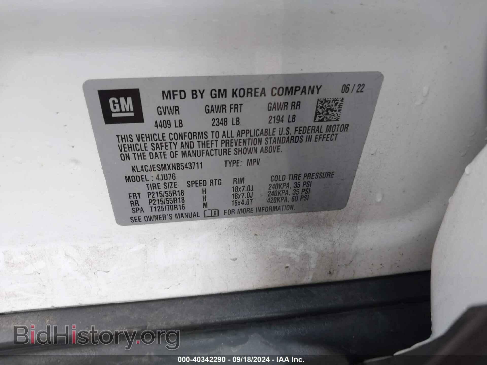 2022 BUICK ENCORE - VIN: KL4CJESMXNB543711 - Photo 9