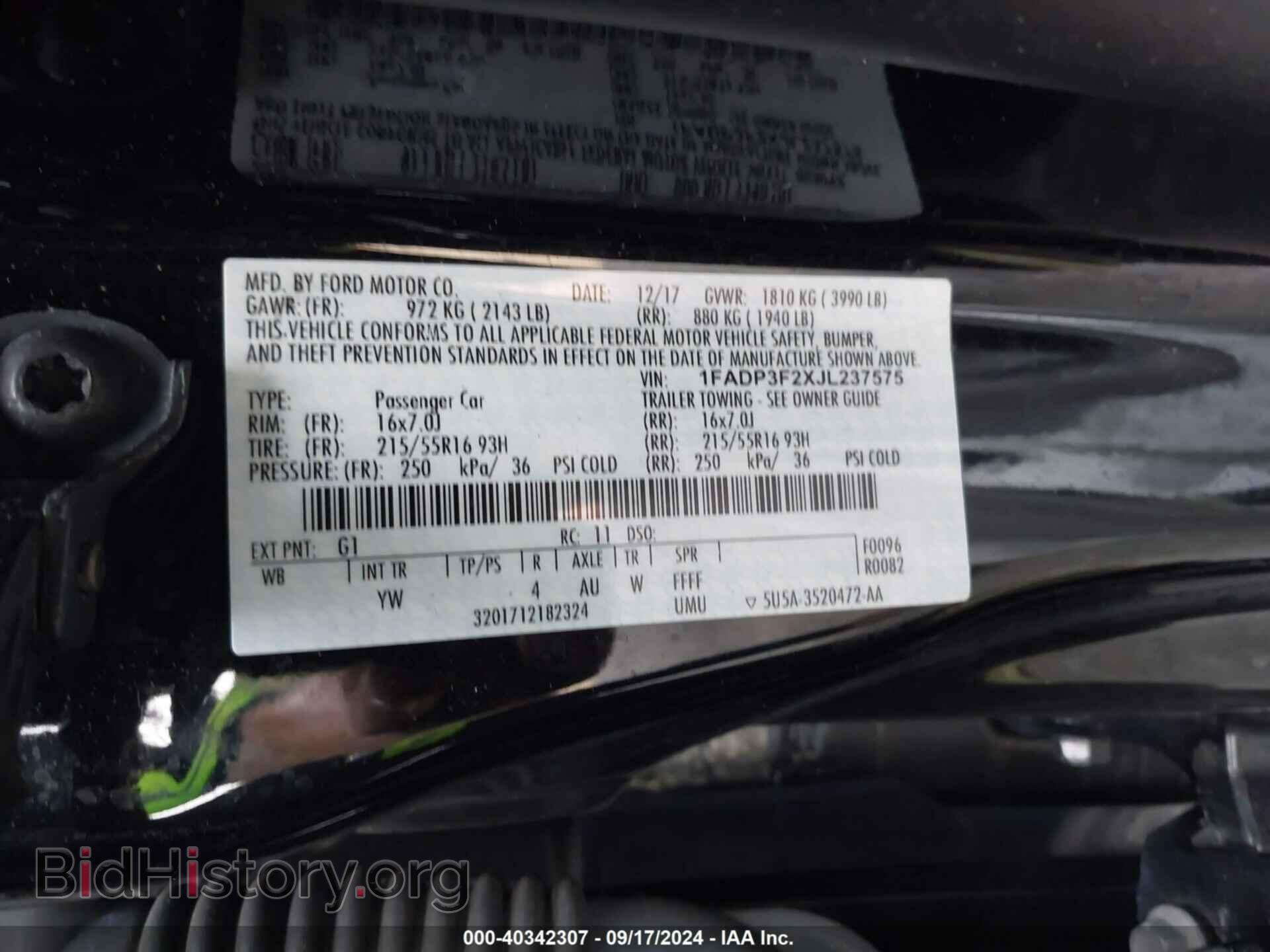 2018 FORD FOCUS - VIN: 1FADP3F2XJL237575 - Фото 9